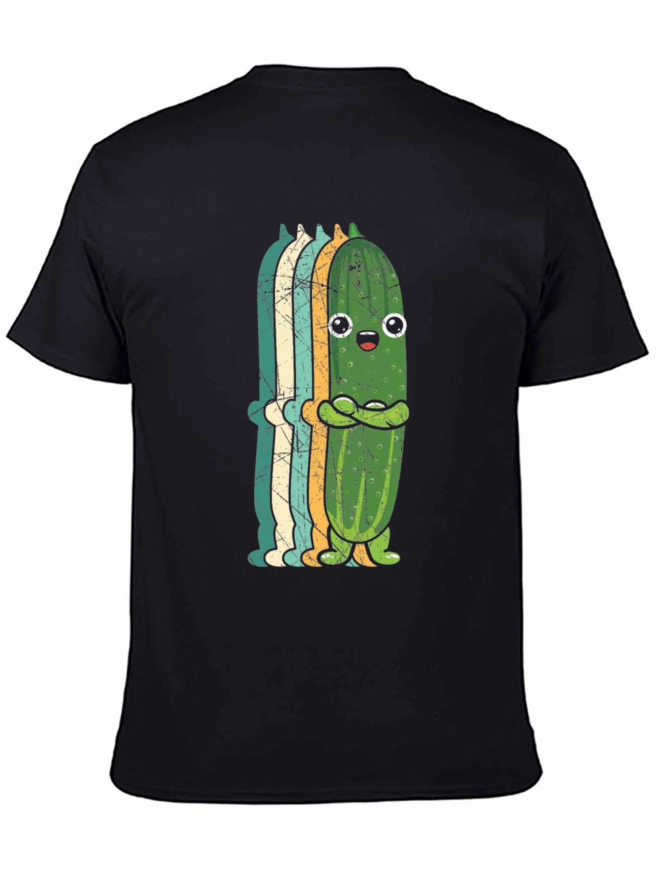 Black Funny Pickle Retro Style Graphic T-Shirt view 4