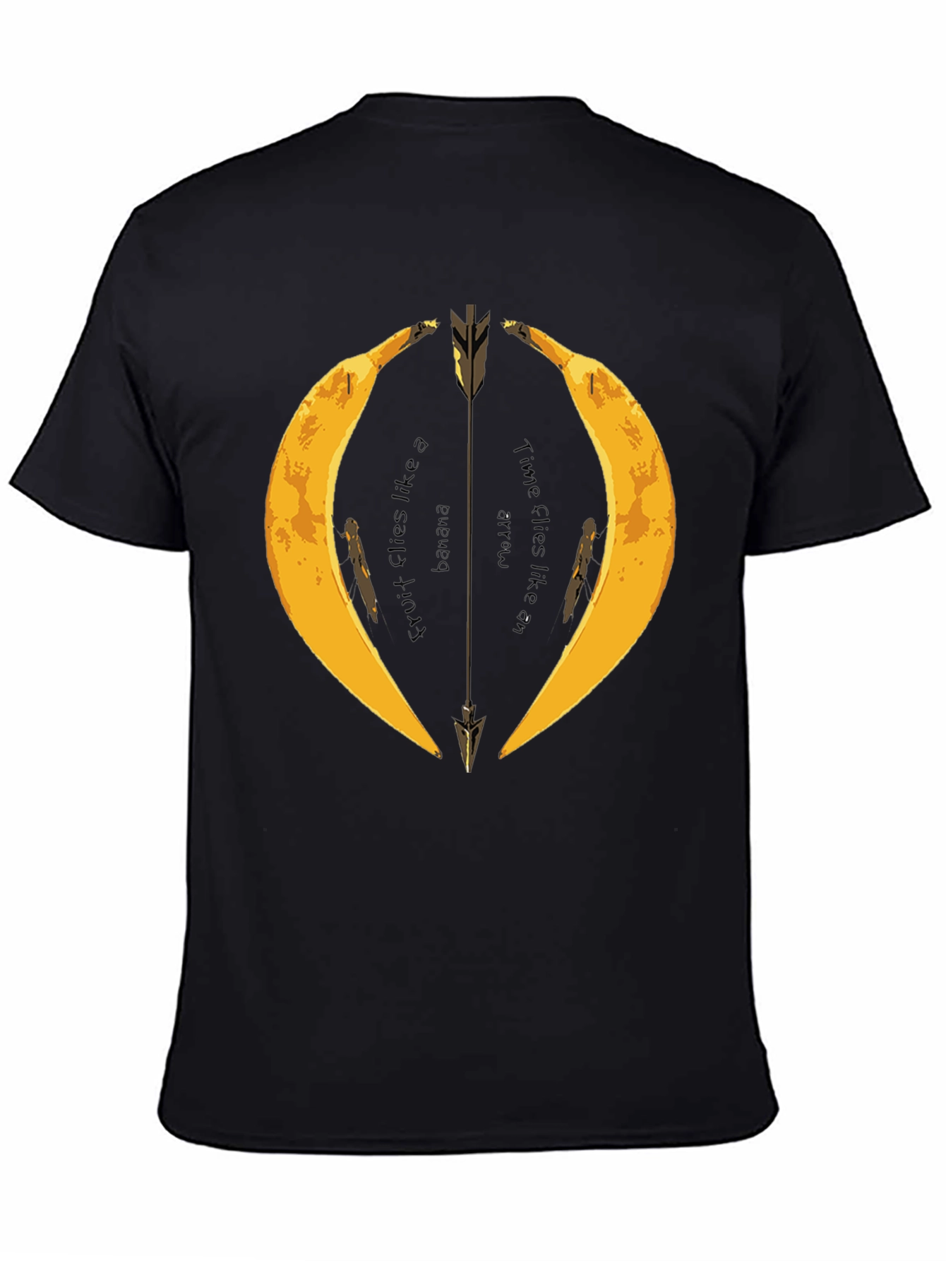 Black Banana Arrow T-Shirt - Fruit & Time Humor Tee view 4