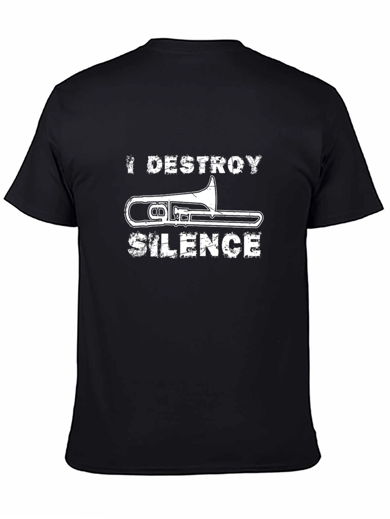 Black I Destroy Silence Trombone Graphic Tee view 4