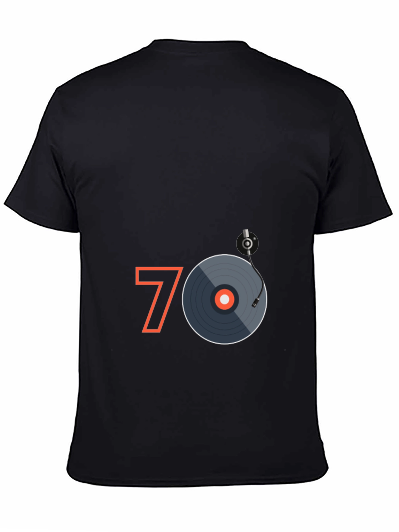 Black Retro 70's Music Graphic Tee - Classic Vinyl Record T-Shirt view 4