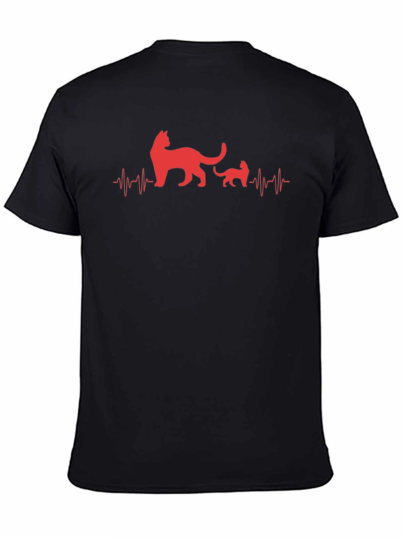 Black Cat Heartbeat Graphic Tee - Black view 4