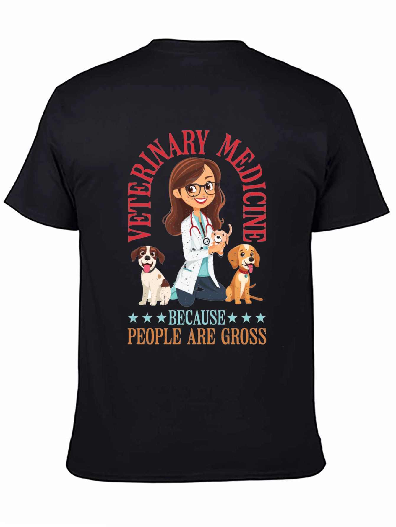 Black Veterinary Medicine T-Shirt - Because People are Gross view 4