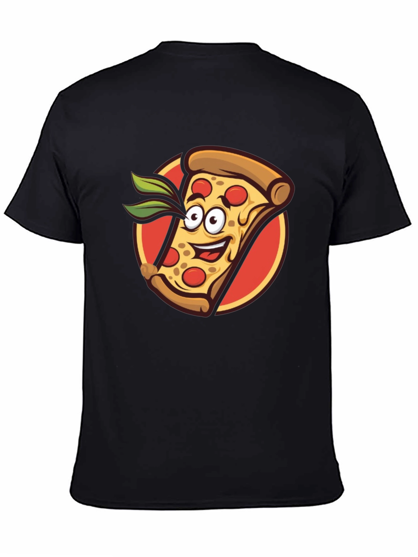 Black Pizza Slice Graphic Tee - Funny Cartoon Style view 4