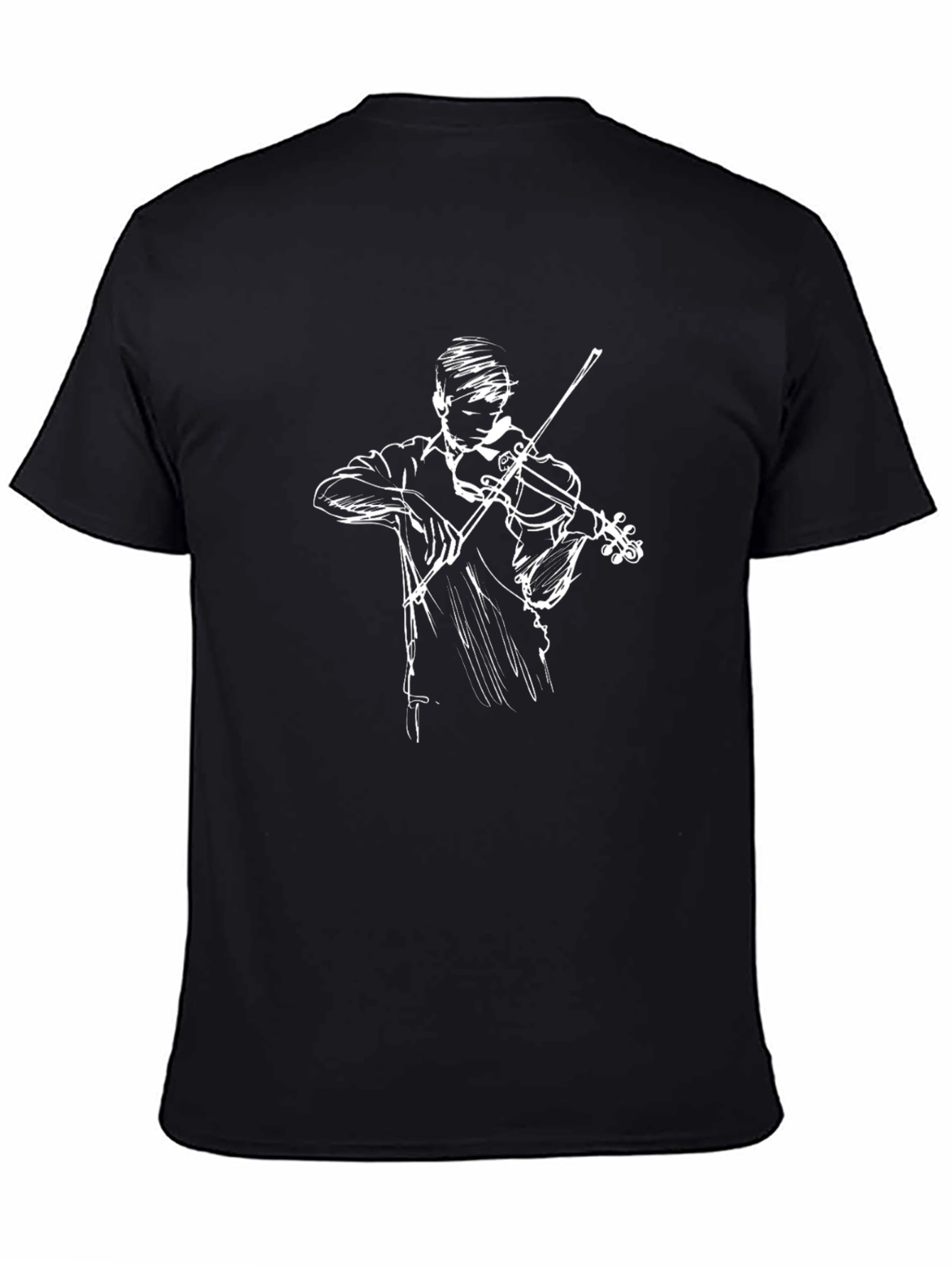 Black Violin Player Graphic Tee - Black Cotton Blend view 4