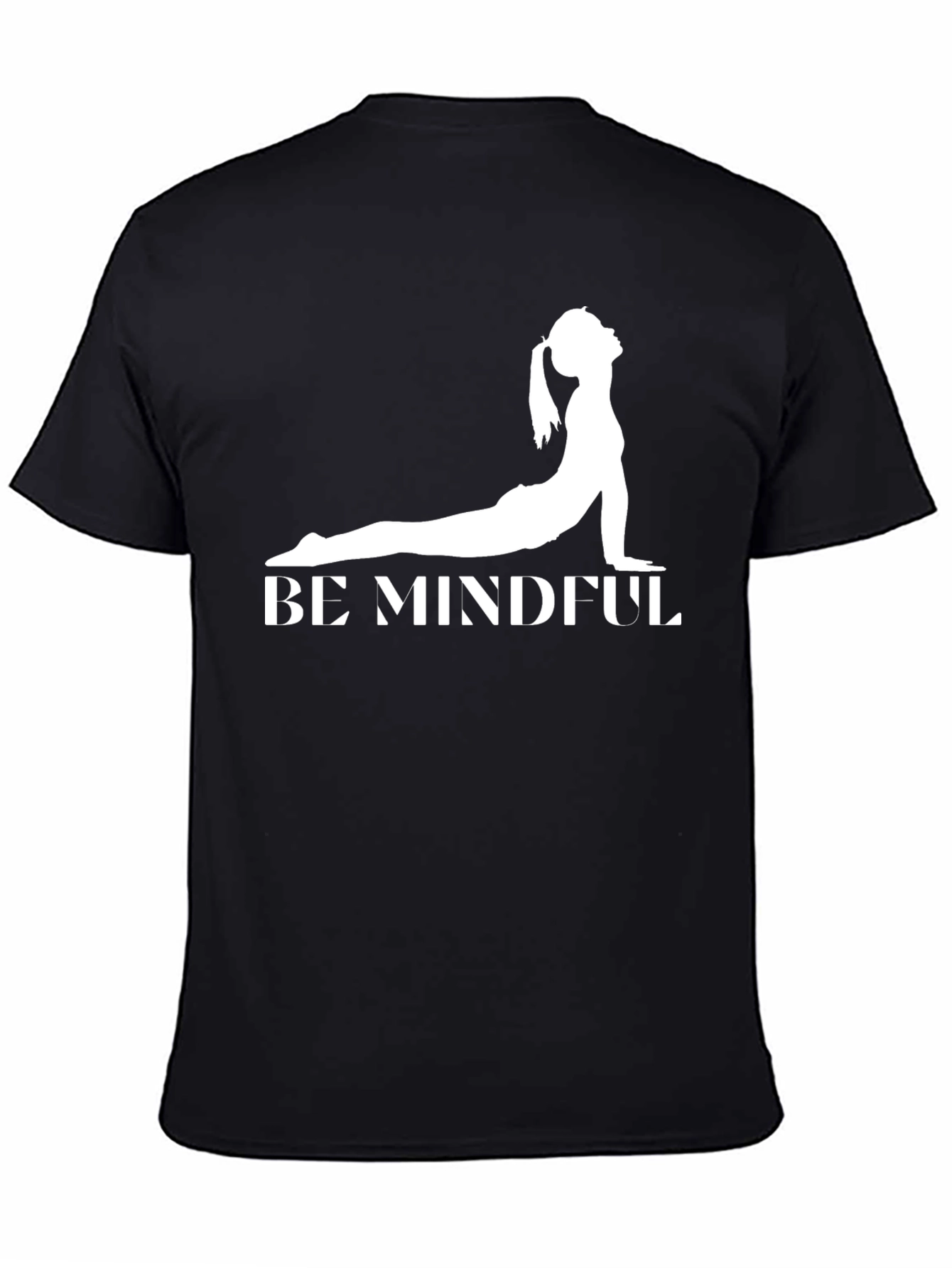 Black Be Mindful Yoga Graphic Tee - Black Cotton Shirt view 4