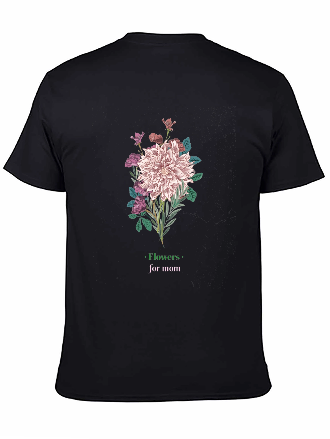 Black Flowers for Mom Graphic T-Shirt view 4