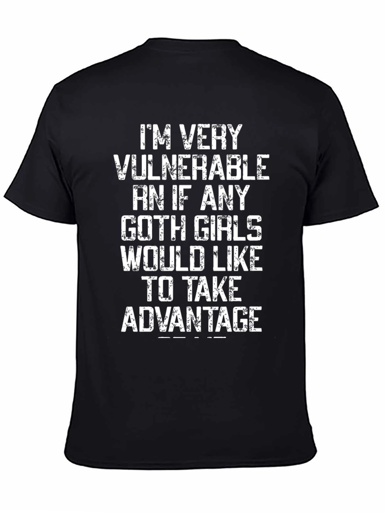 Black Vulnerable Goth Girls Graphic Tee - Black Cotton T-Shirt view 4