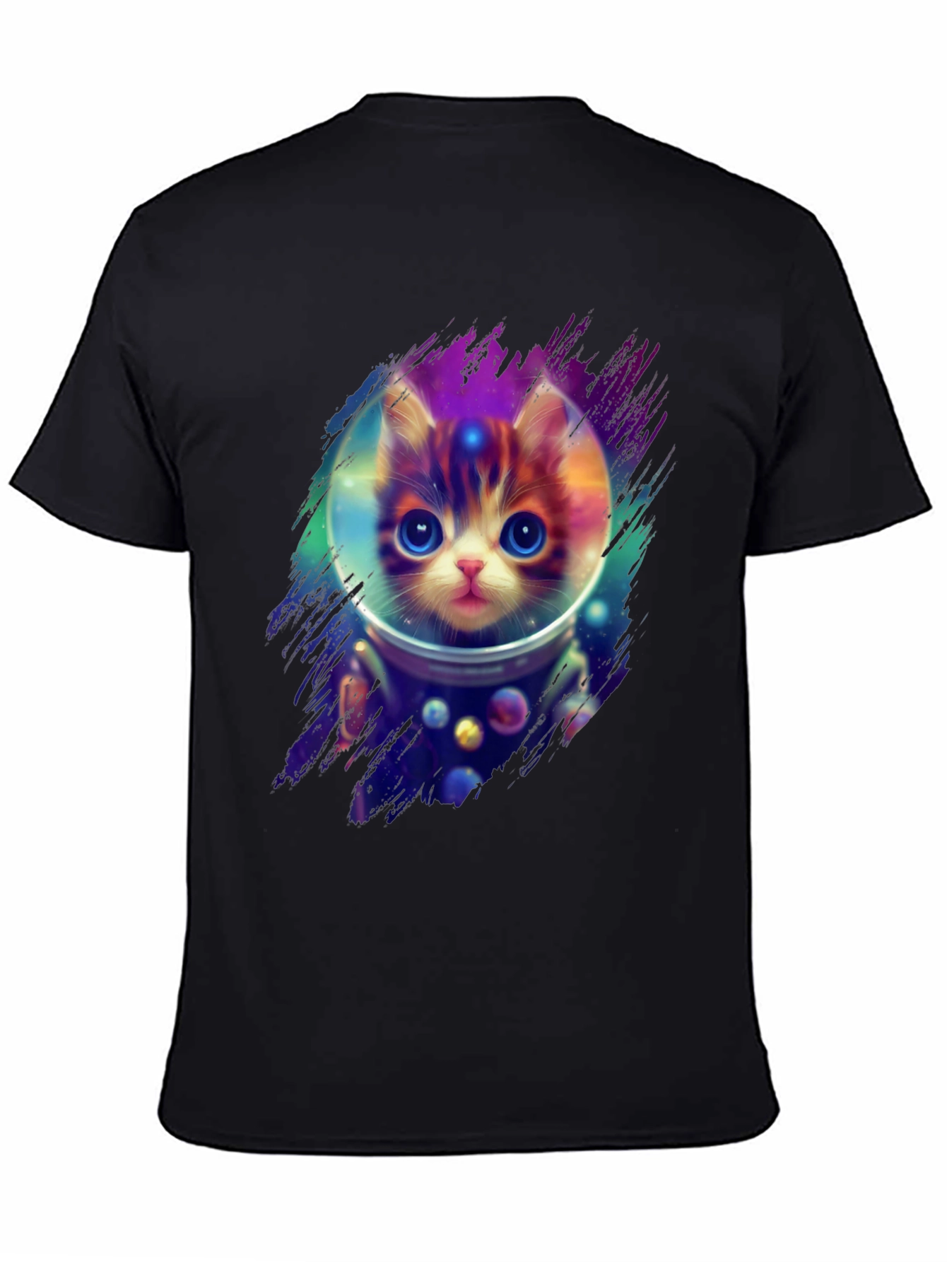 Black Astronaut Cat T-Shirt - Space Kitten Tee view 4