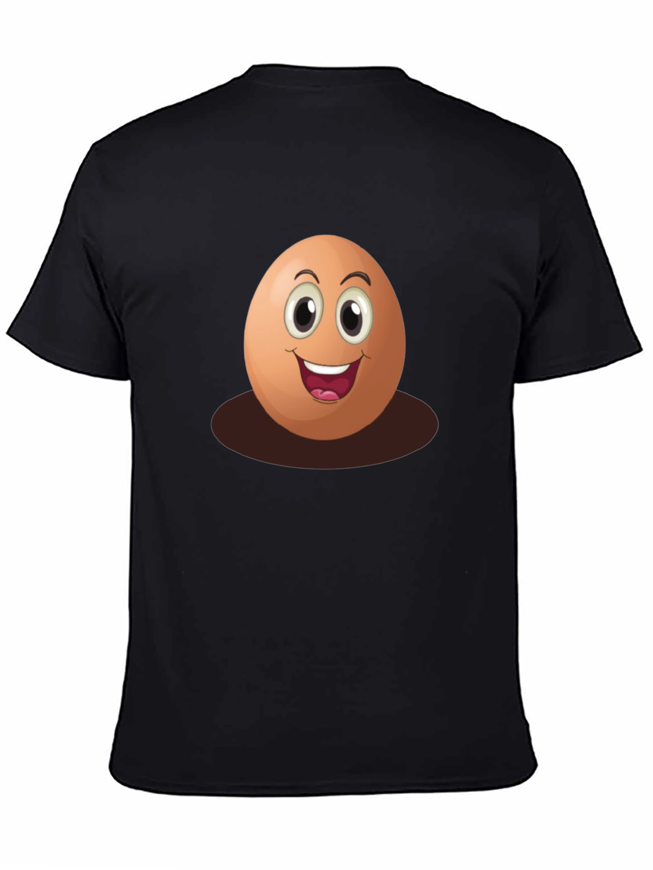Black Funny Egg Cartoon Graphic T-Shirt view 4