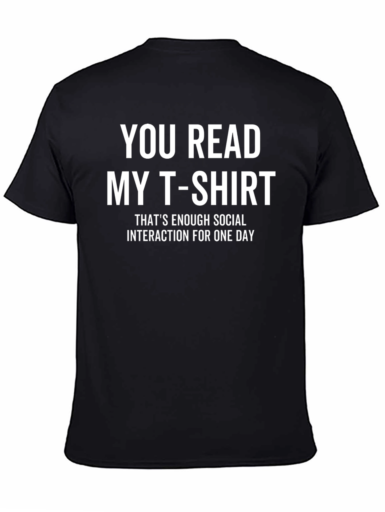 Black Funny Introvert T-Shirt - Enough Social Interaction Tee view 4