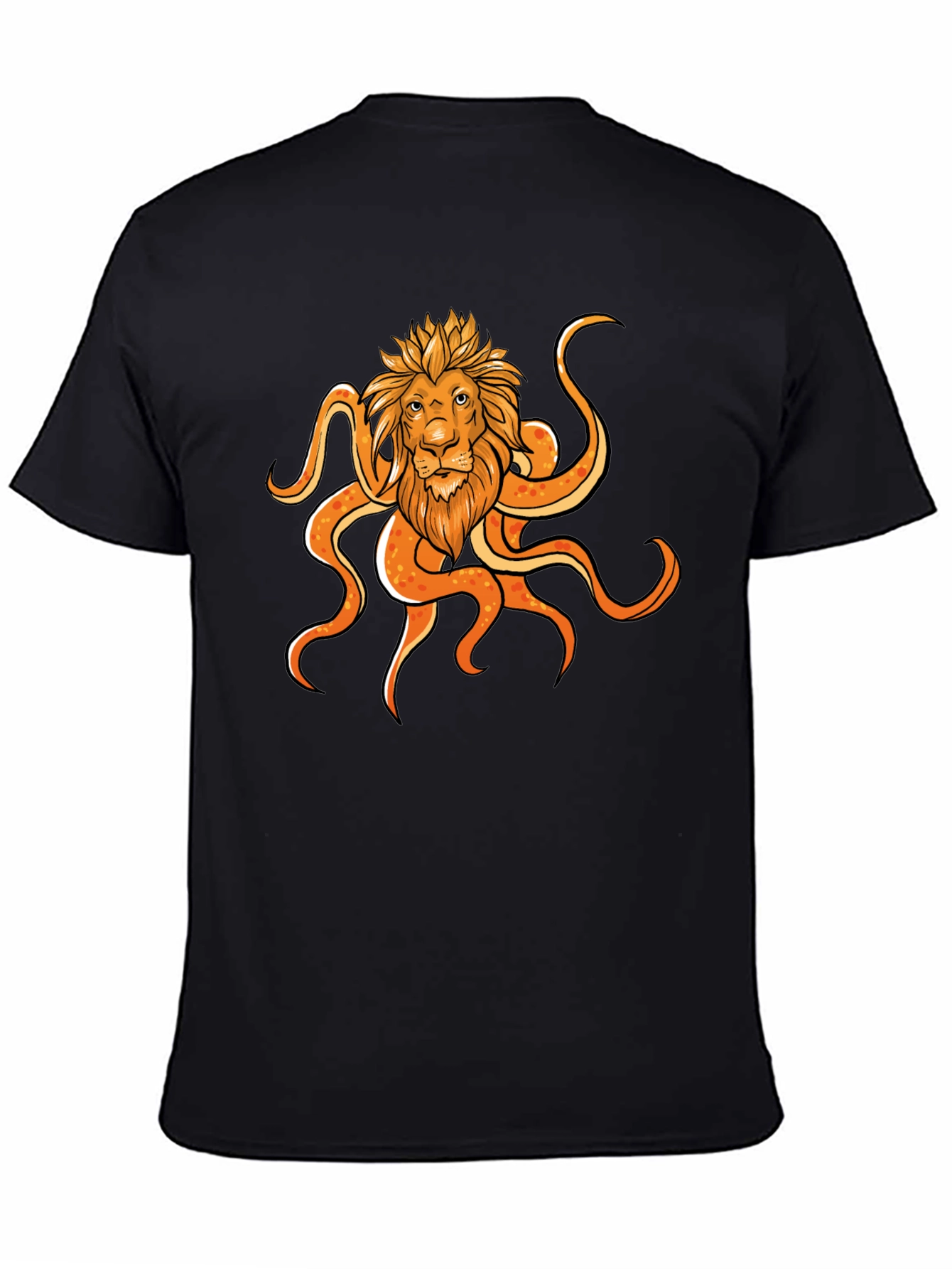 Black Lion Octopus Graphic Black T-Shirt view 4