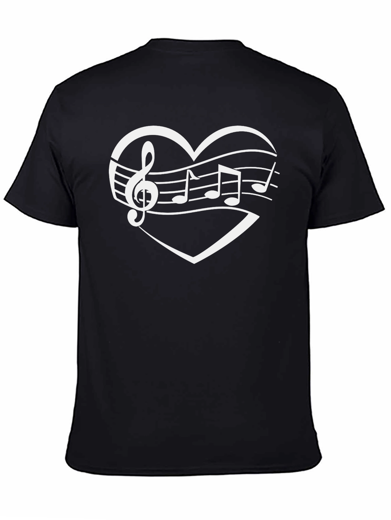 Black Music Lover's Heart Graphic T-Shirt - Black view 4