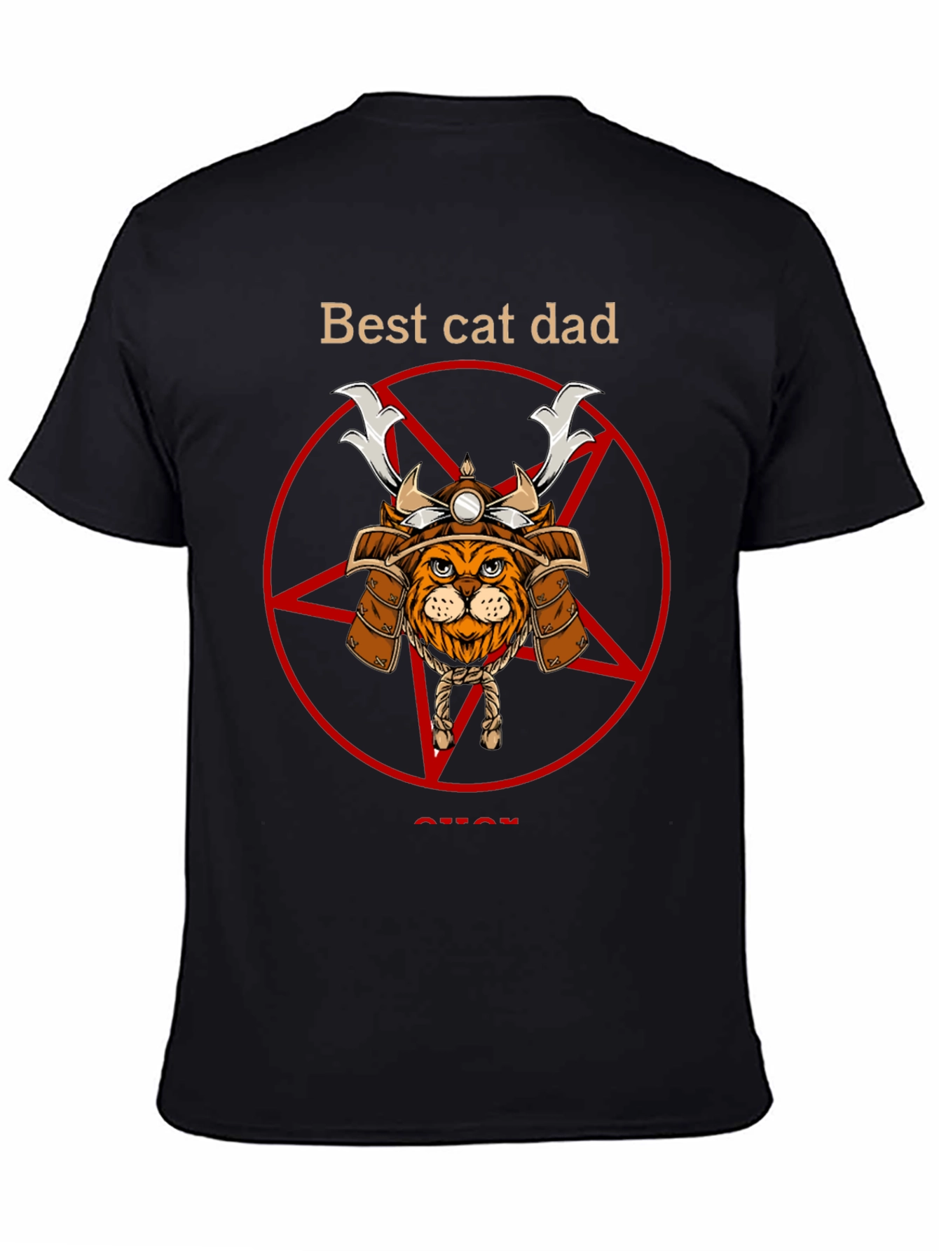 Black Best Cat Dad Samurai T-Shirt view 4