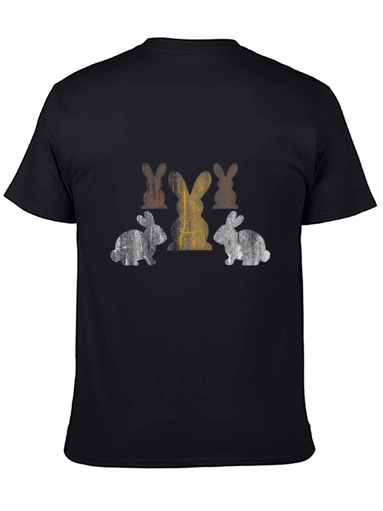 Black Retro Easter Bunny T-Shirt view 4