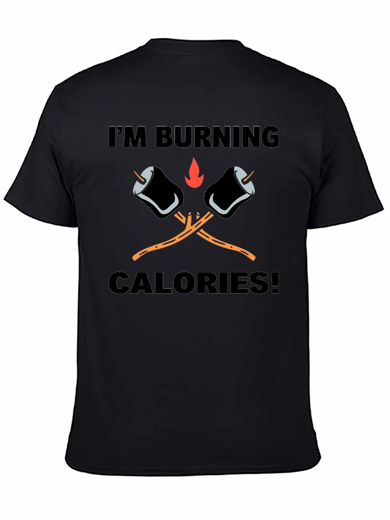 Black Burning Calories Marshmallow T-Shirt view 4