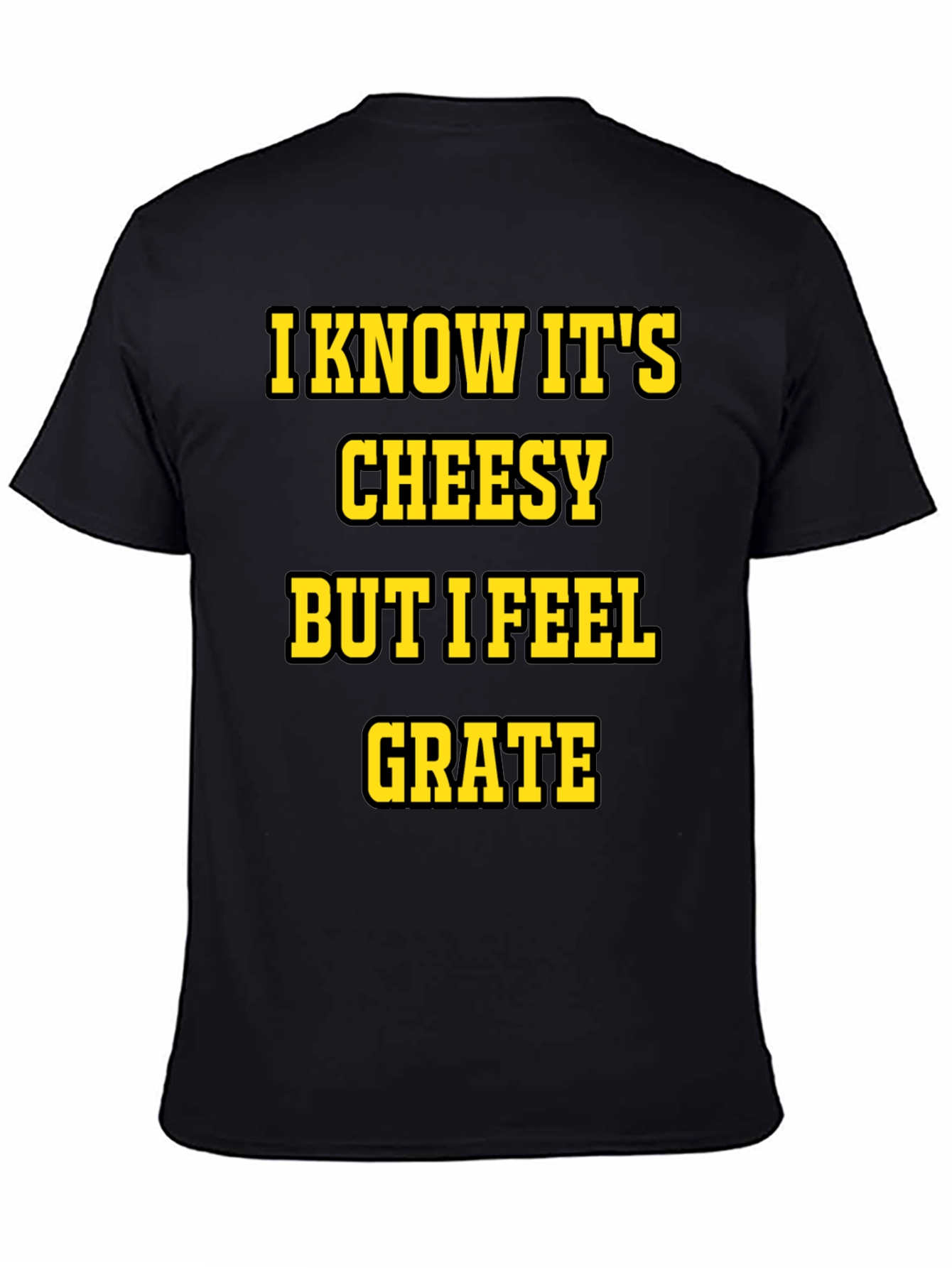 Black Cheesy Grate Pun T-Shirt - Black view 4