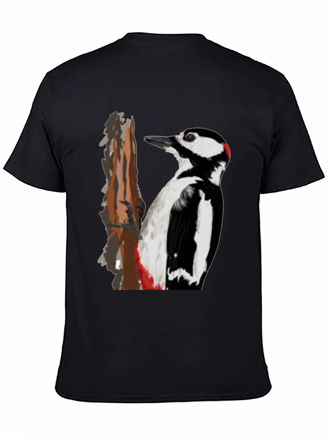 Black Woodpecker Graphic Print Black T-Shirt view 4