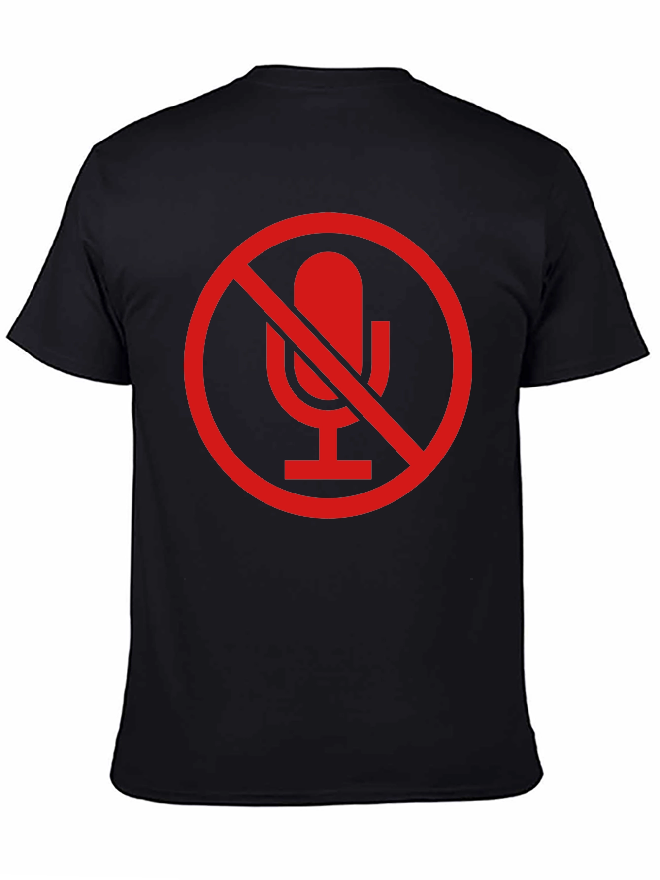 Black No Microphone Graphic Tee - Black Crewneck T-Shirt view 4