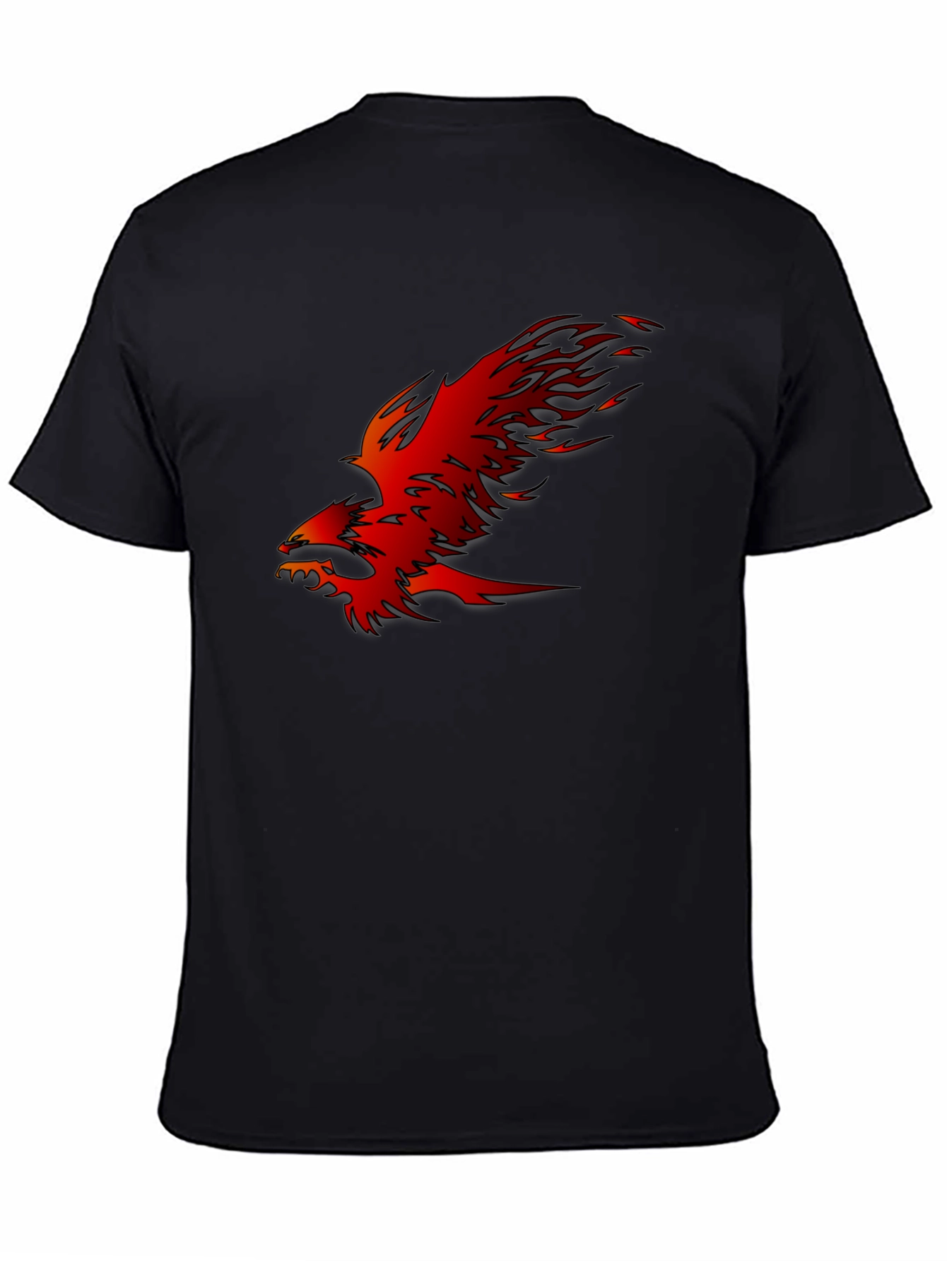 Black Fiery Phoenix Graphic Black T-Shirt view 4