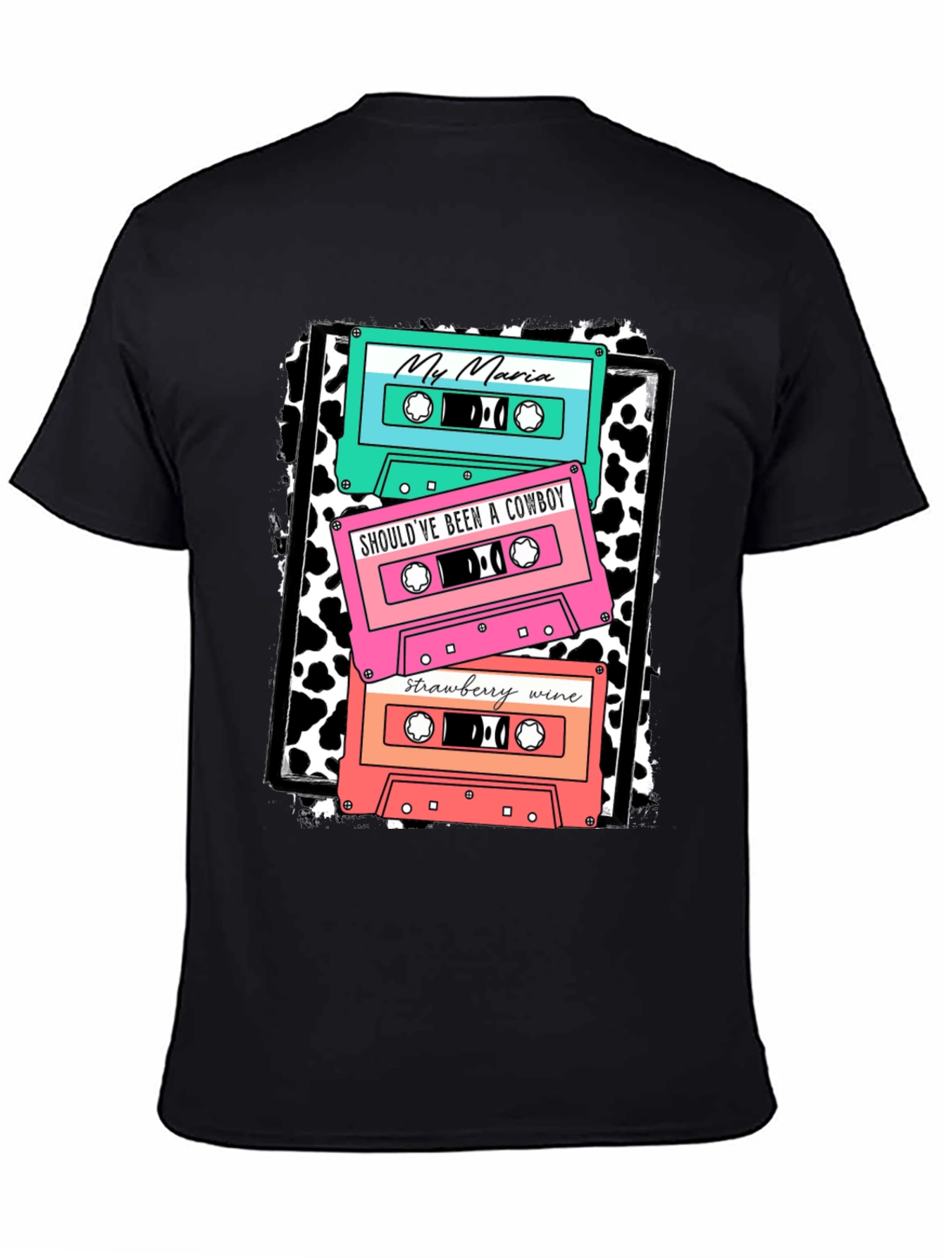 Black Retro Cassette Tape Music T-Shirt view 4
