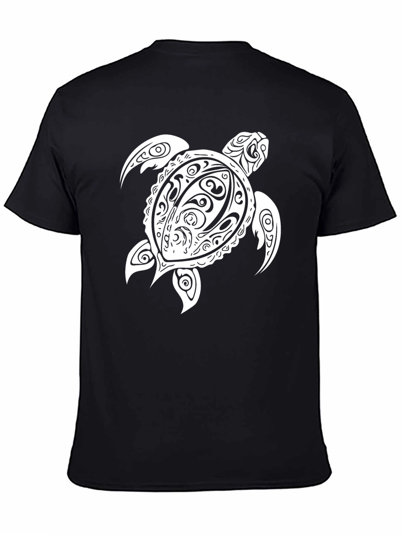 Black Tribal Turtle Graphic Tee - Black view 4
