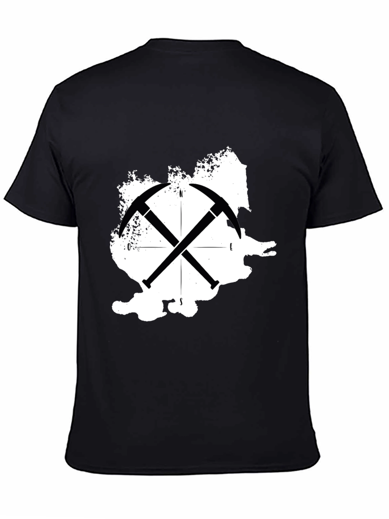 Black Romania Map Crossed Pickaxe T-Shirt view 4