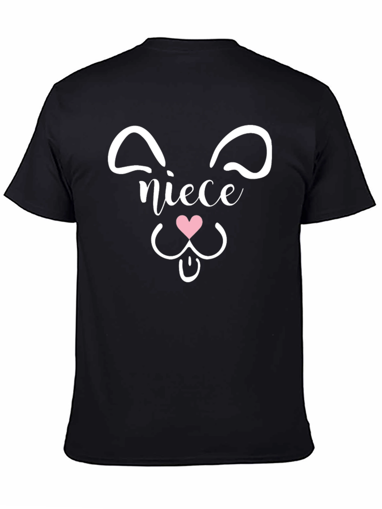Black Cute Niece Bear Face T-Shirt - Black view 4
