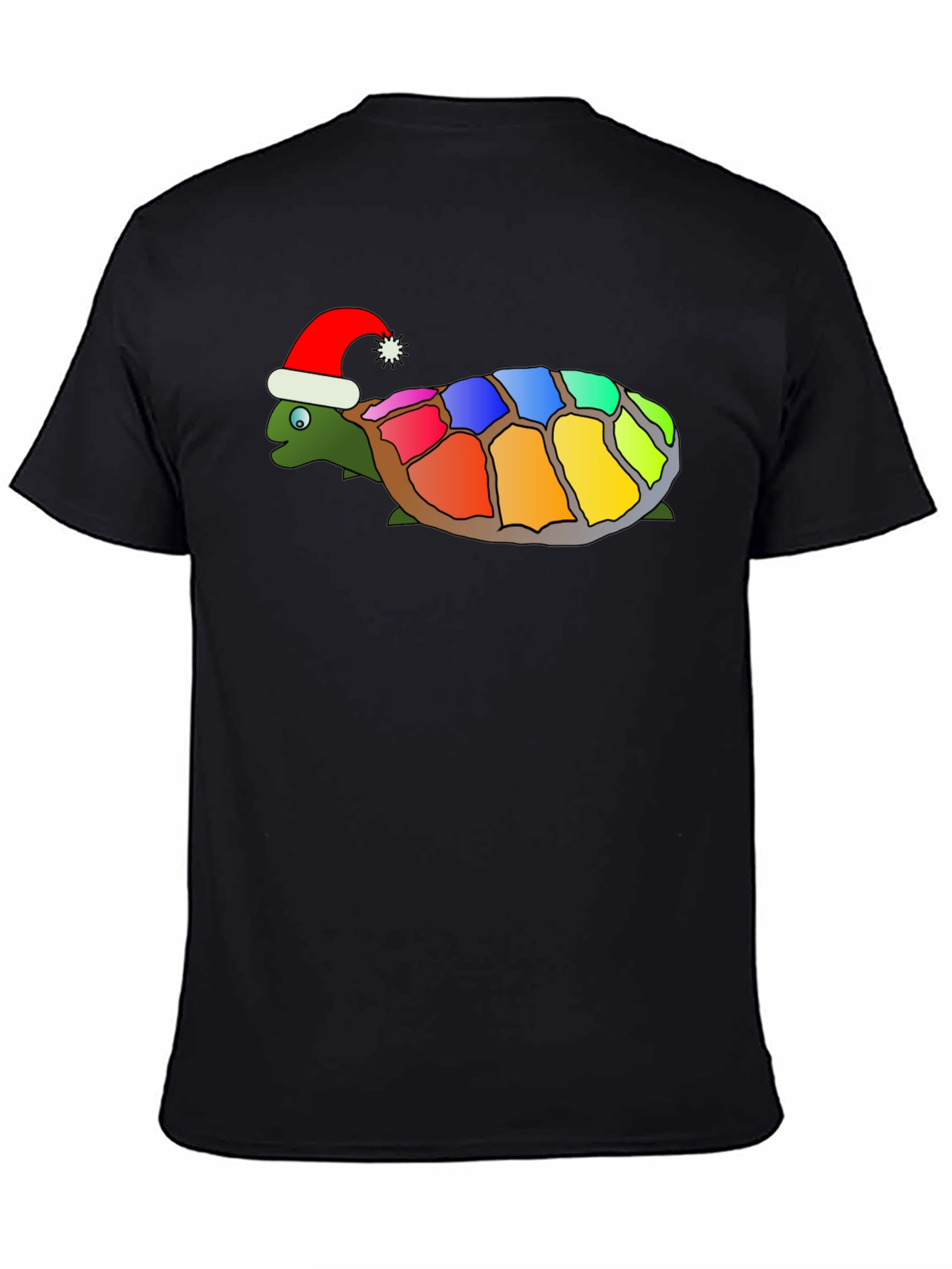 Black Festive Rainbow Turtle Graphic Tee view 4
