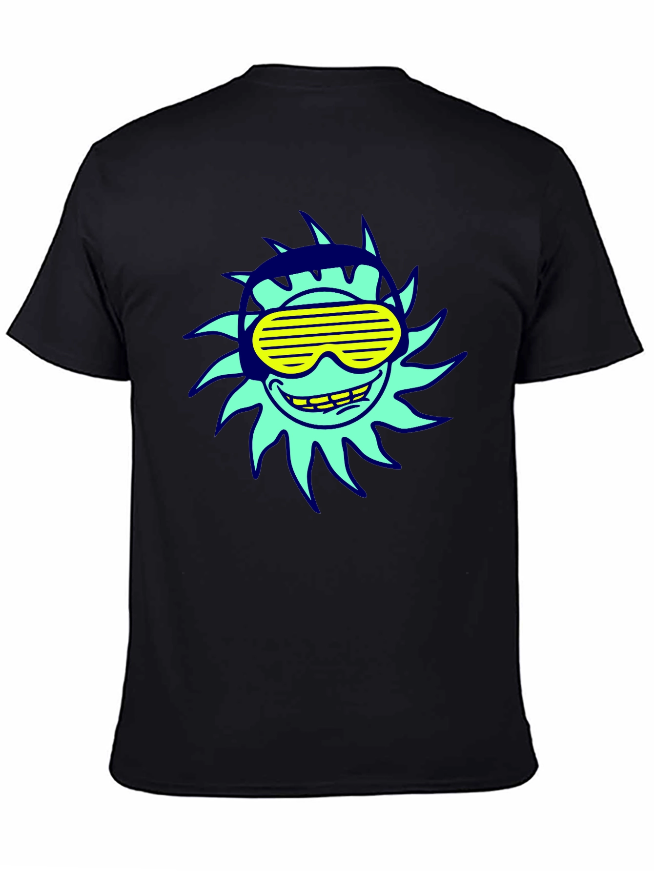 Black Cool Sun Graphic Tee - Black Cotton T-Shirt view 4