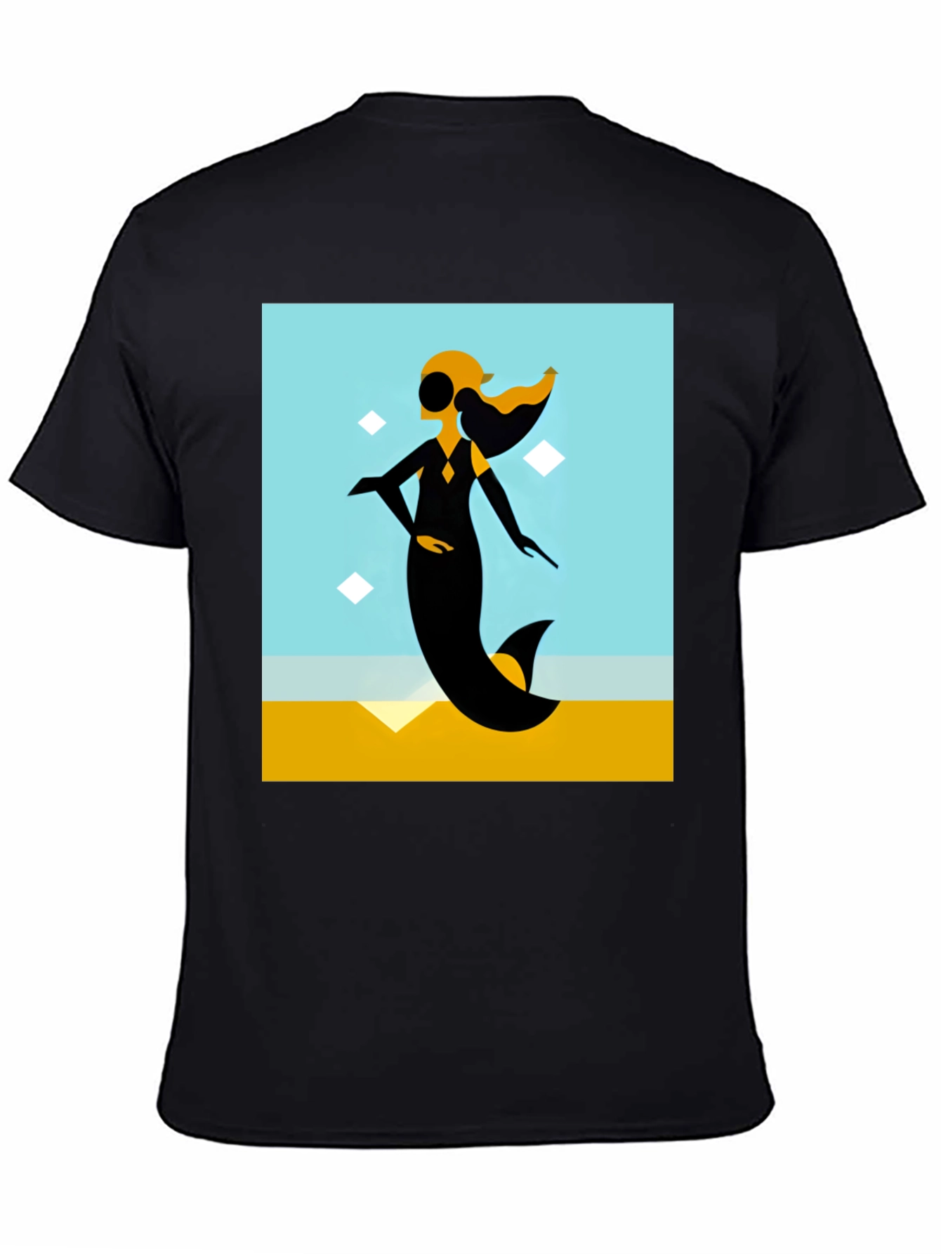 Black Abstract Mermaid Graphic Tee view 4