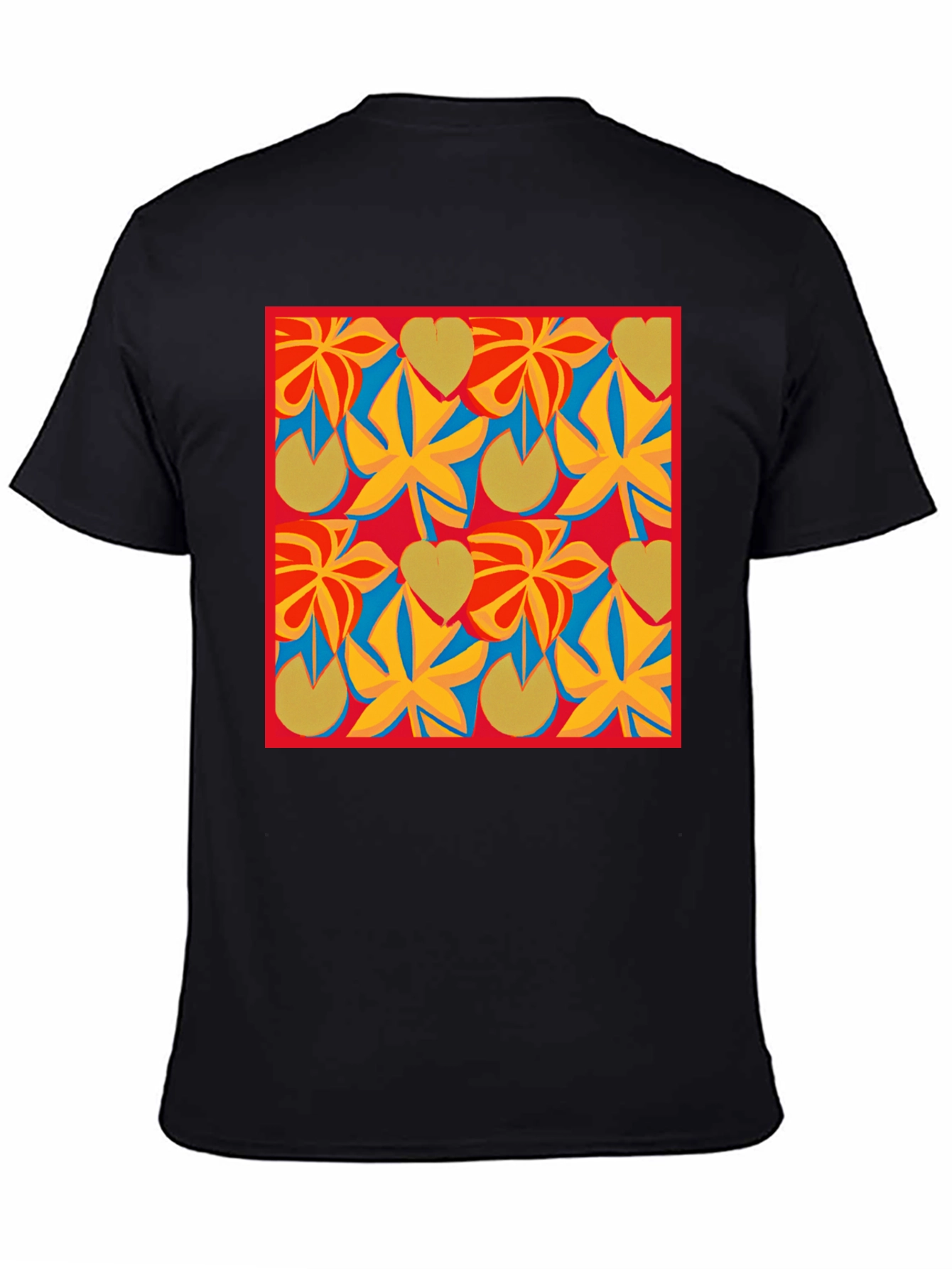 Black Abstract Floral Pattern T-Shirt - Modern Art Tee view 4