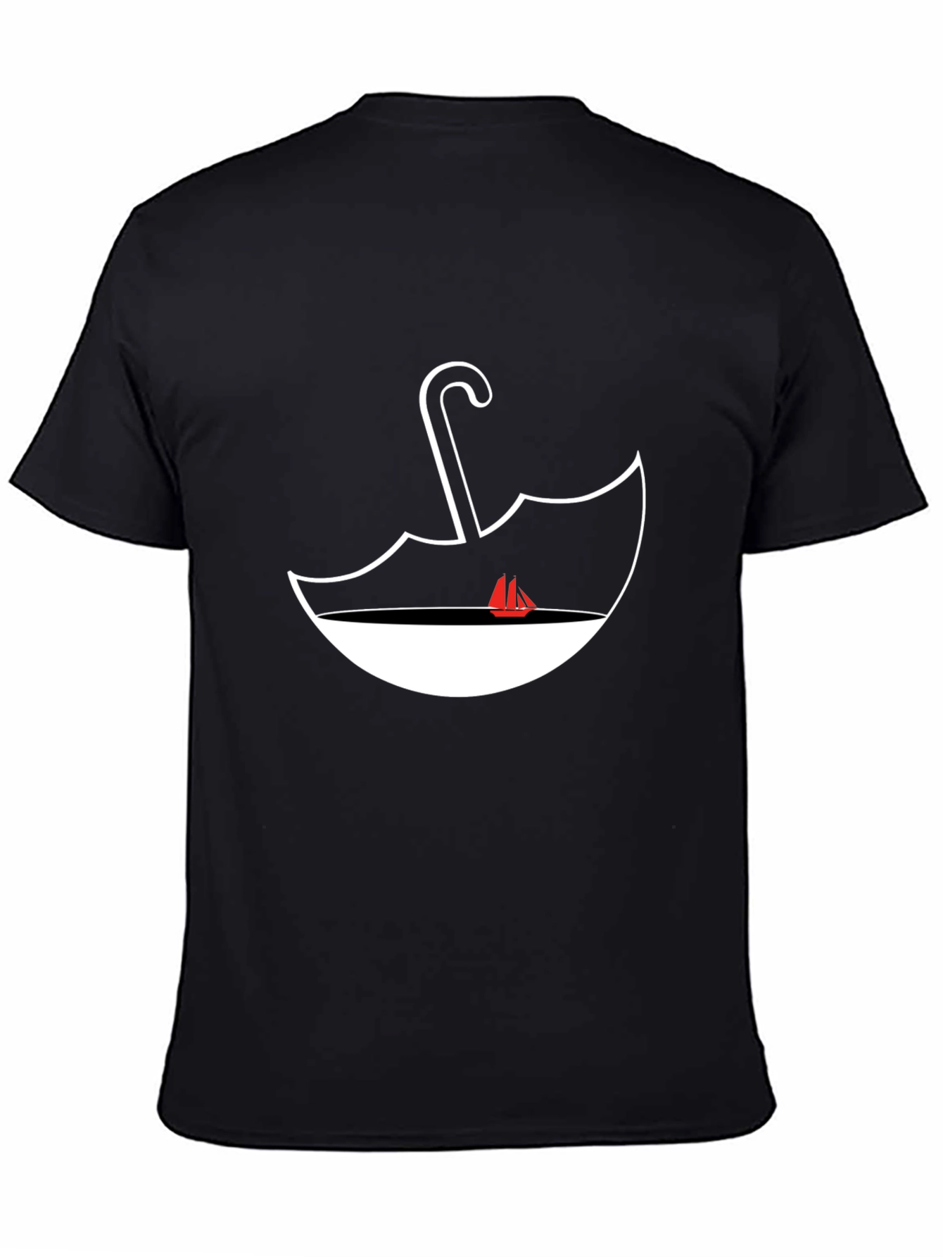 Black Nautical Umbrella Graphic Tee - Black Cotton Comfort view 4