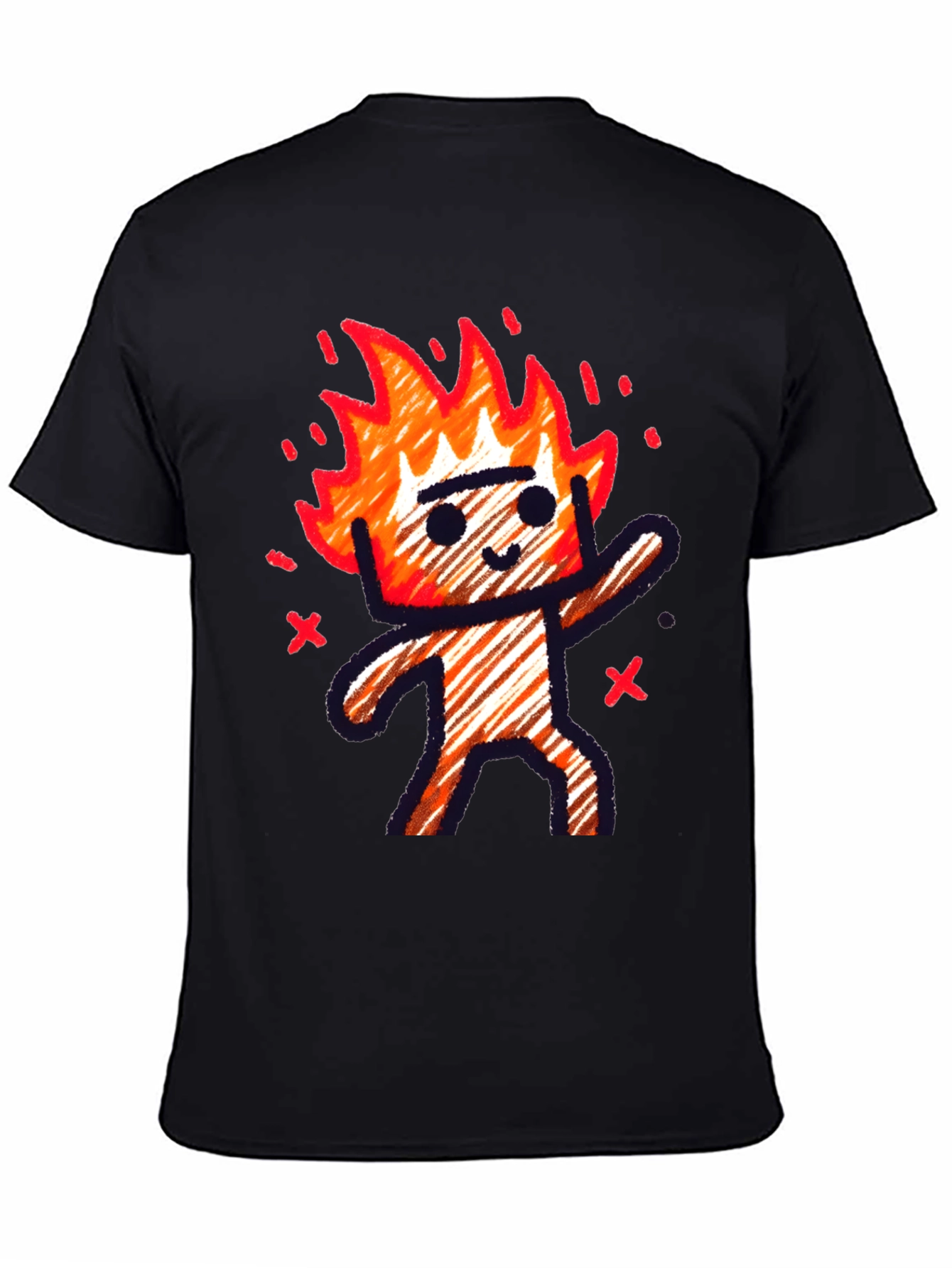 Black Flame Character T-Shirt - Soft Cotton Tee view 4