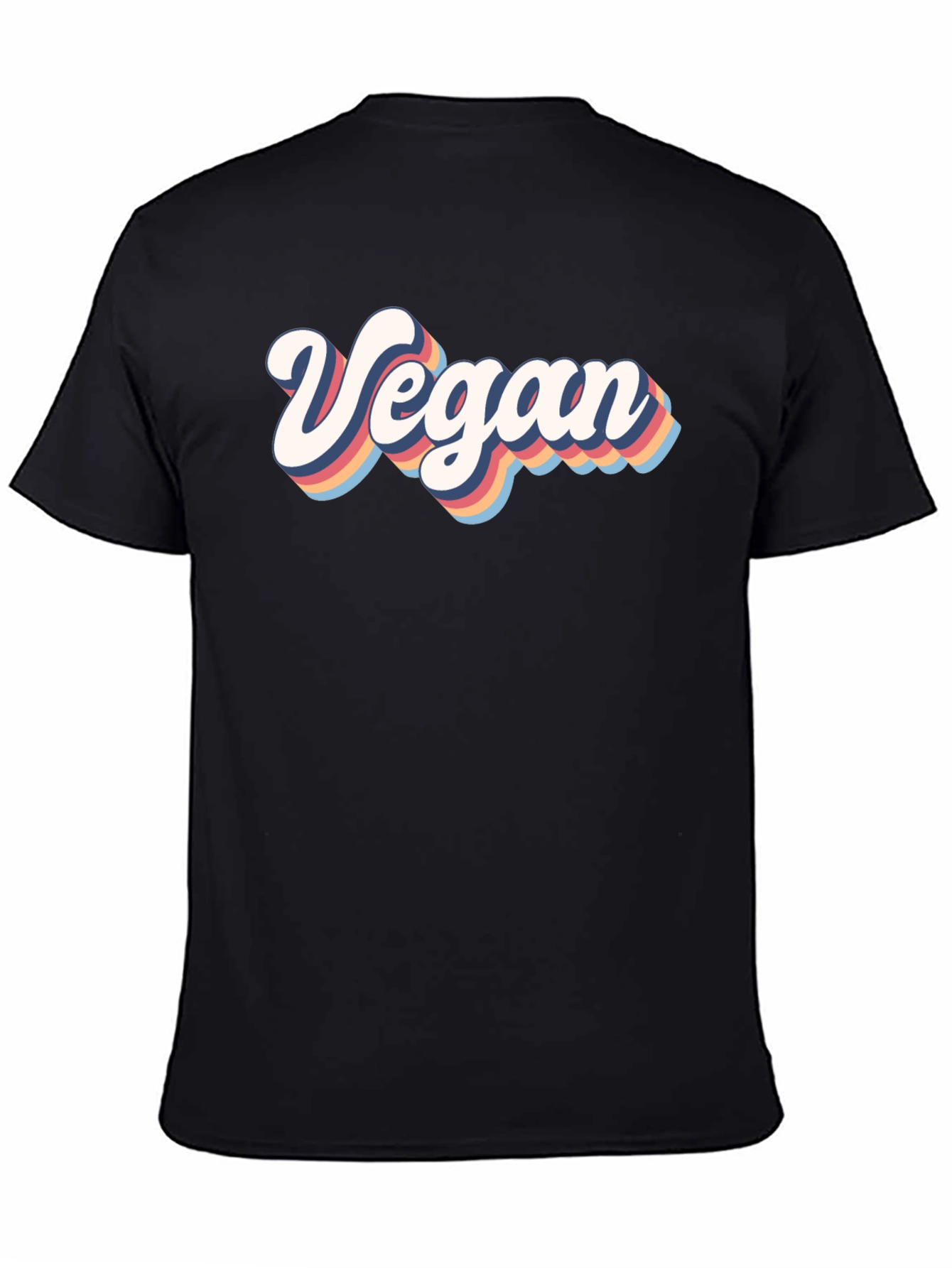Black Retro Vegan T-Shirt - Short Sleeve Black Tee view 4