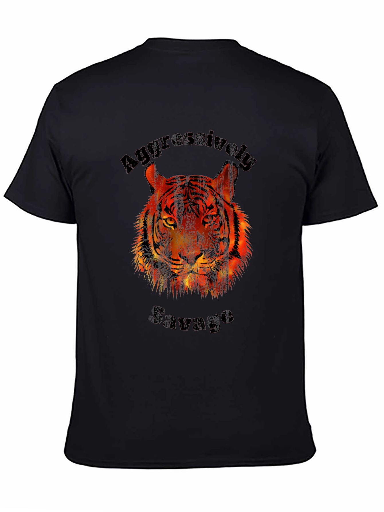 Black Aggressively Savage Tiger Graphic Print T-Shirt view 4