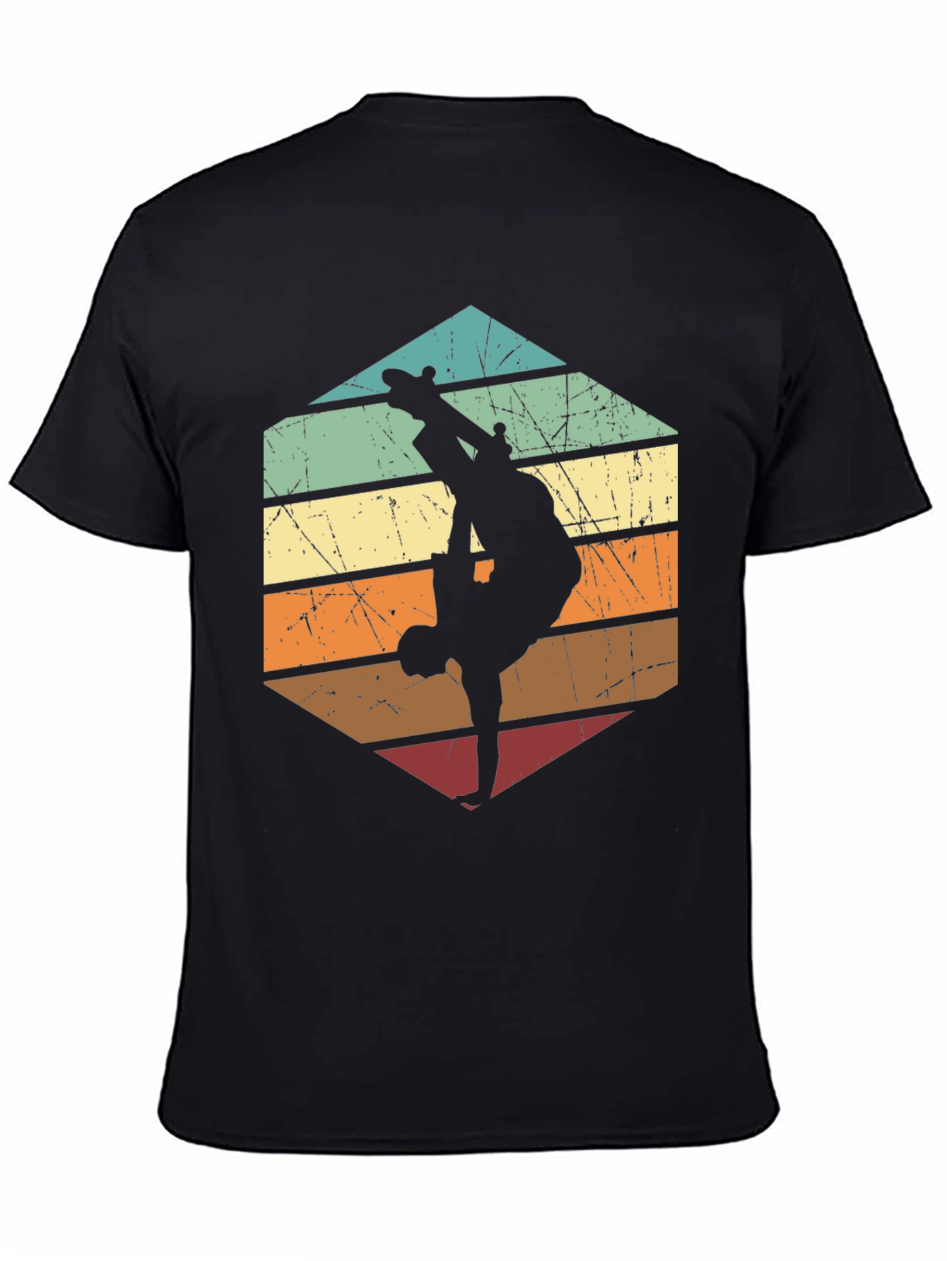 Black Retro Skateboard Silhouette Graphic Tee view 4