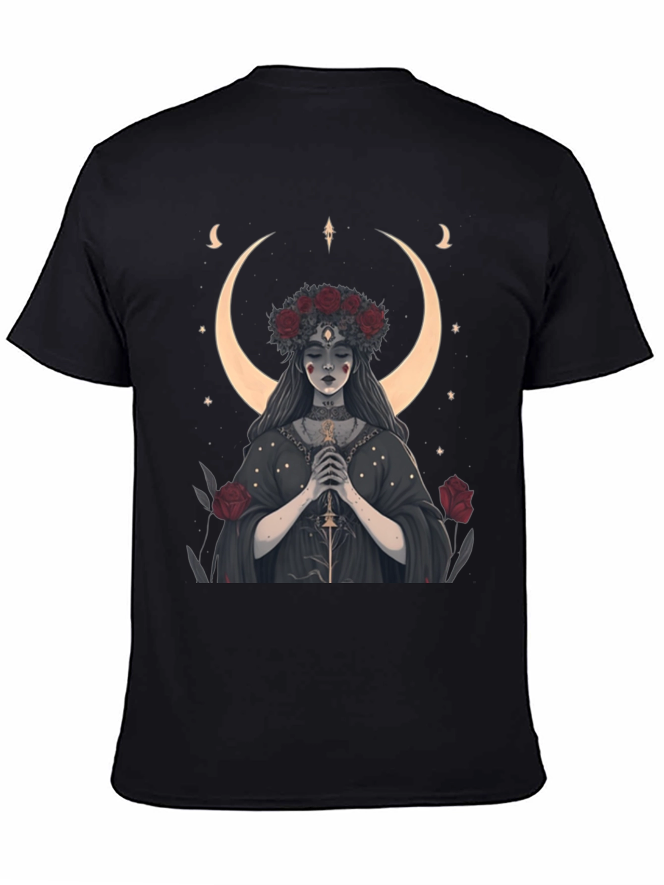 Black Mystic Moon Goddess Graphic Tee view 4