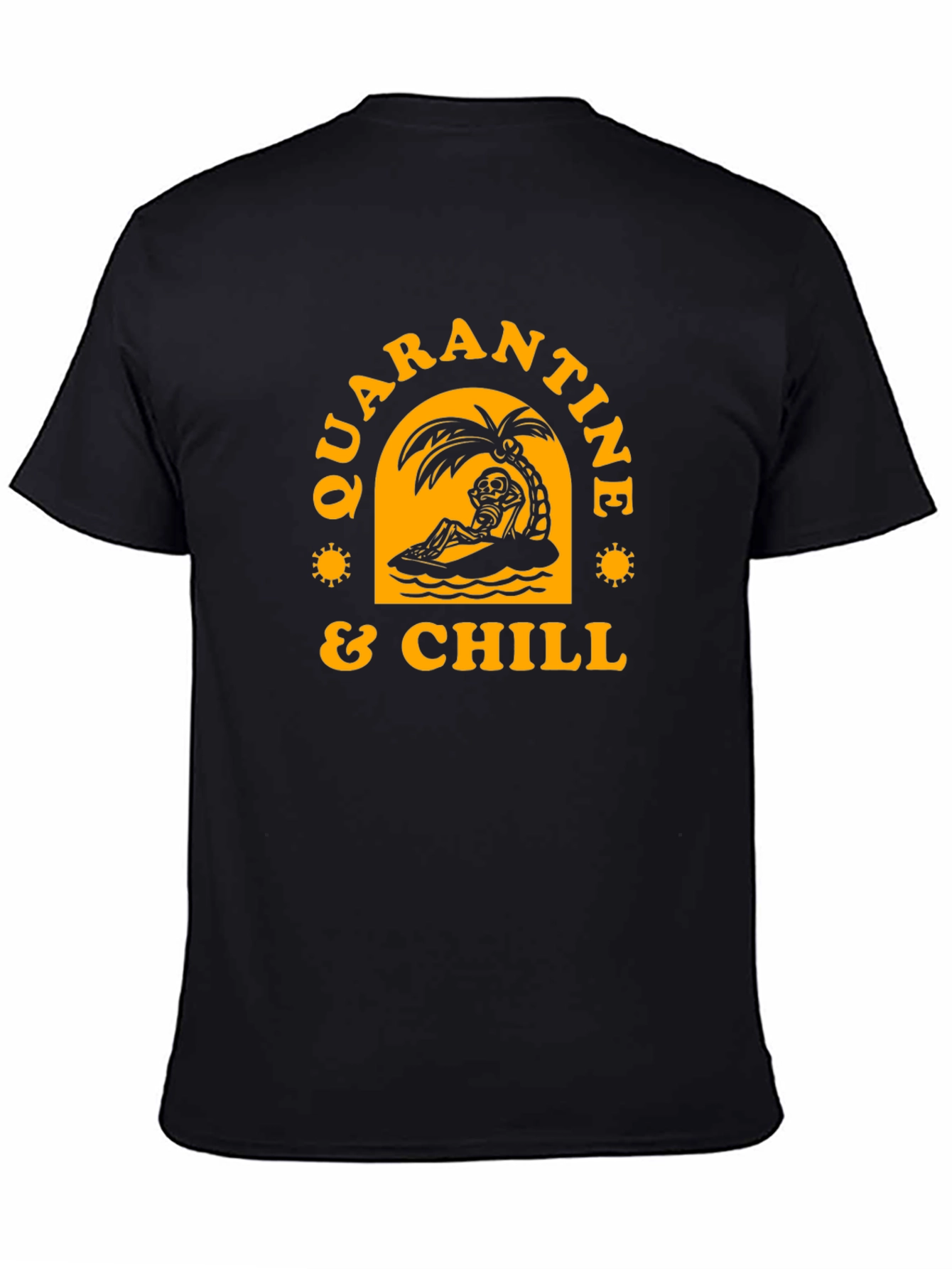 Black Quarantine & Chill Skeleton Graphic Tee view 4