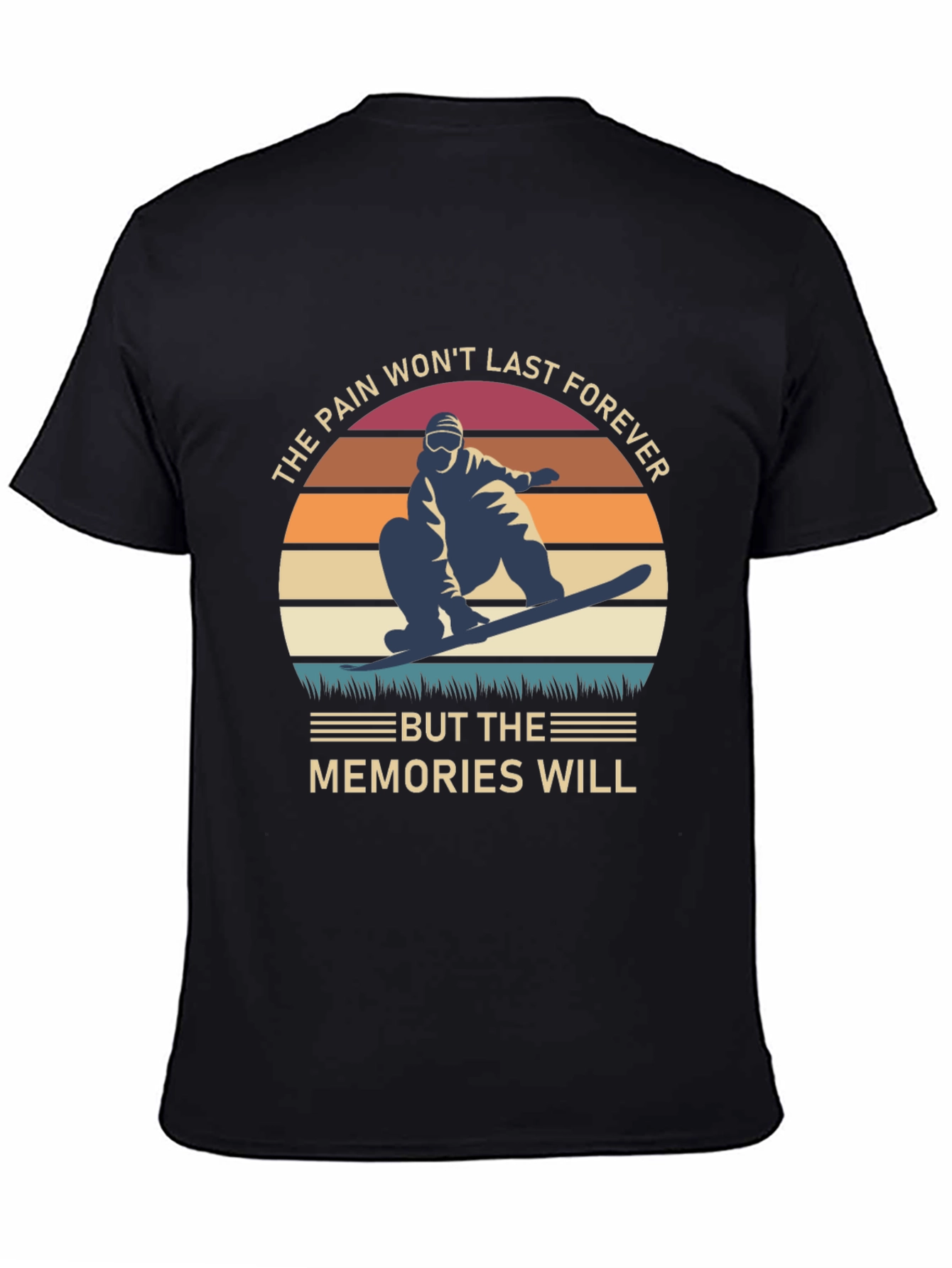Black Snowboard Memories Graphic T-Shirt view 4