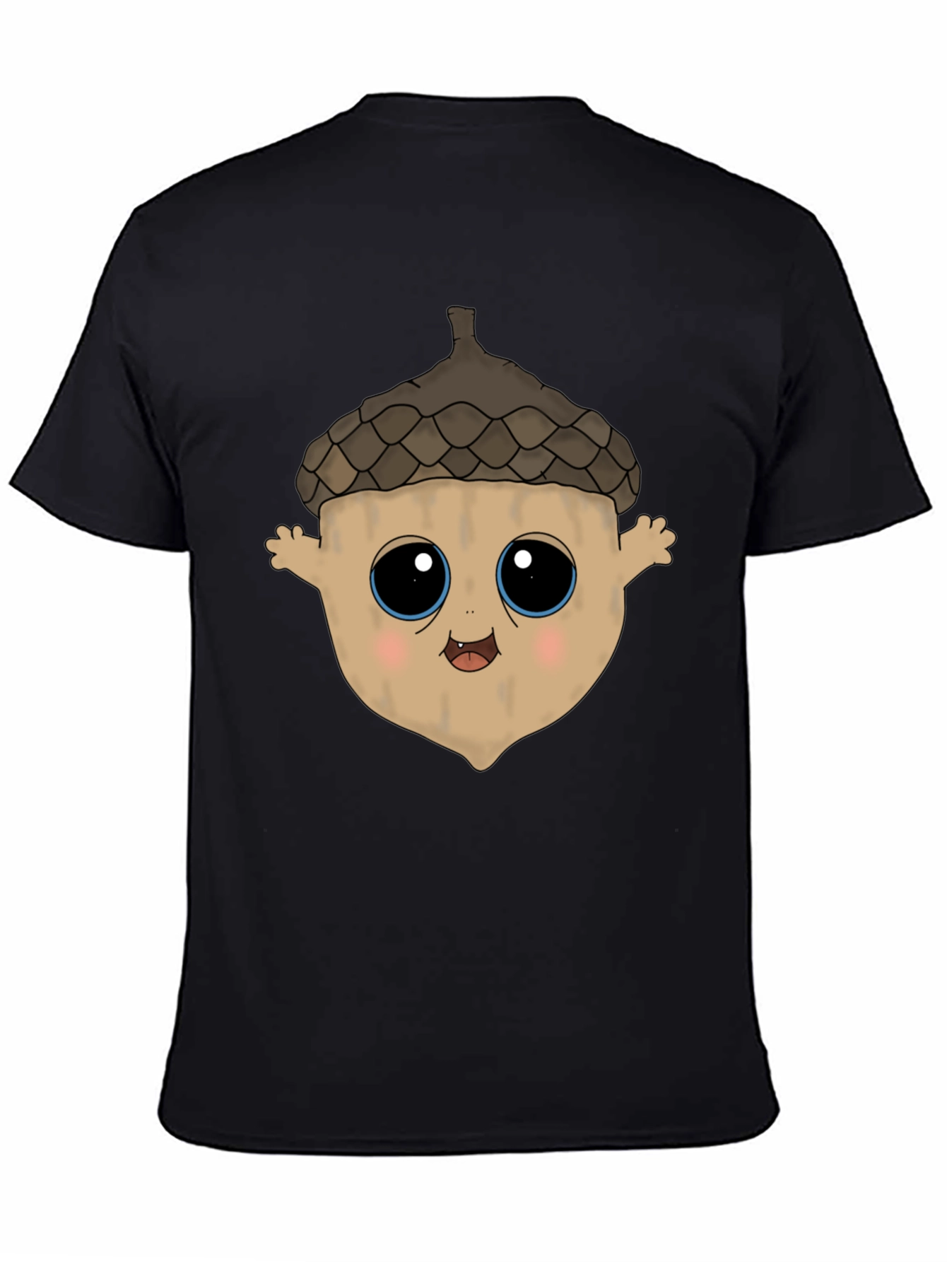 Black Cute Acorn Cartoon Graphic T-Shirt view 4