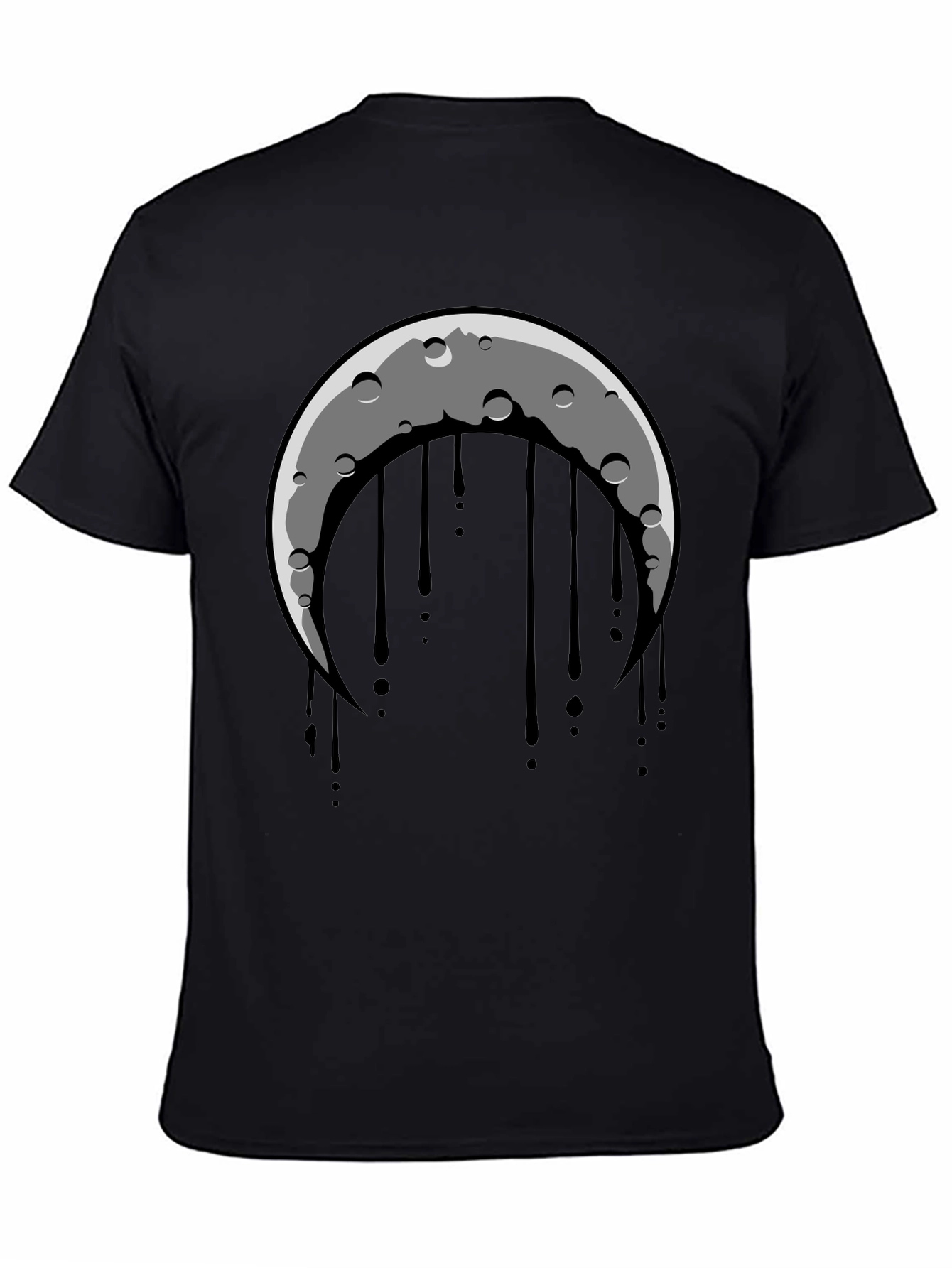 Black Crescent Moon Dripping Graphic Tee - Black view 4