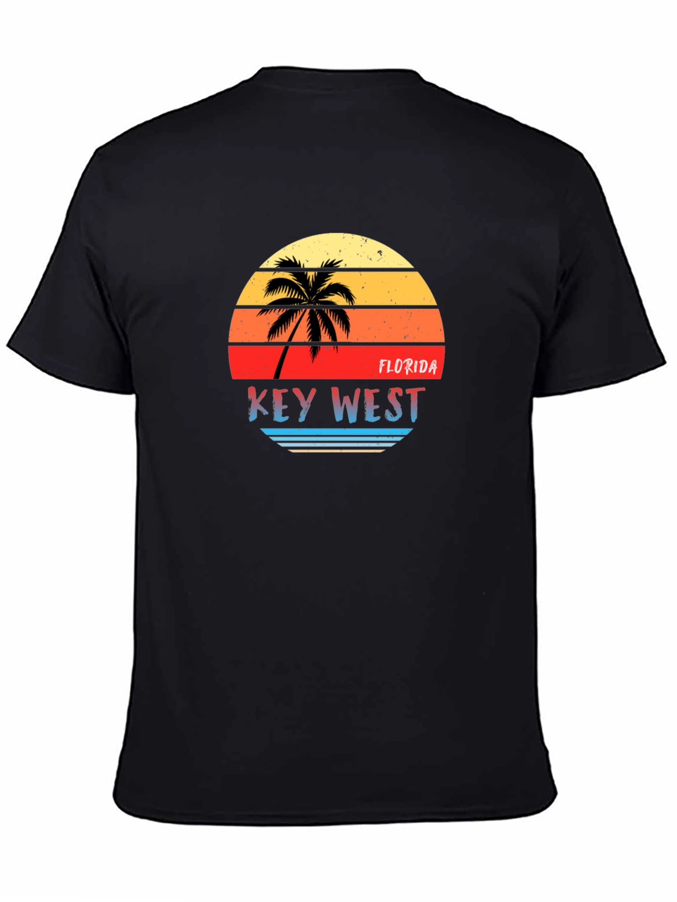 Black Key West Florida Retro Sunset Graphic T-Shirt view 4