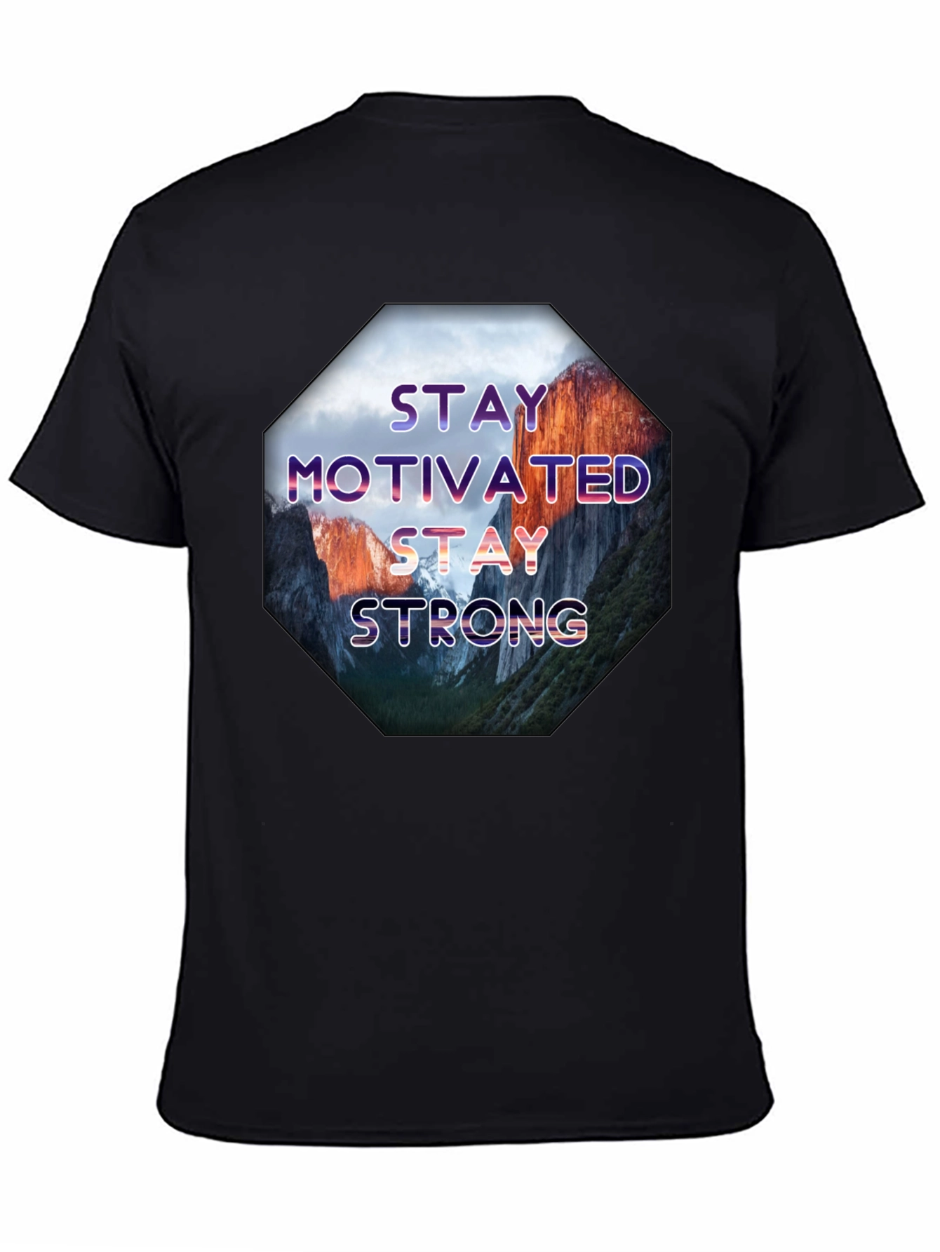 Black Stay Motivated Men's Graphic T-Shirt view 4