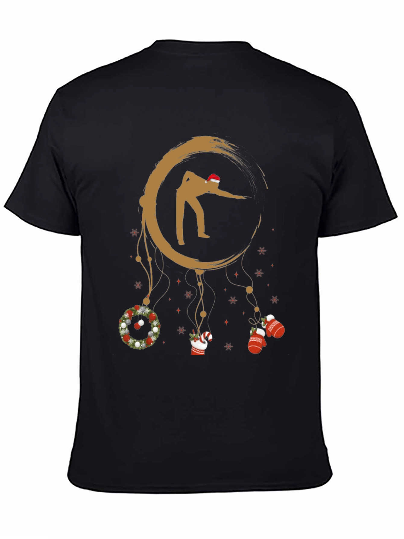 Black Festive Billiards T-Shirt - Christmas Dreamcatcher Design view 4