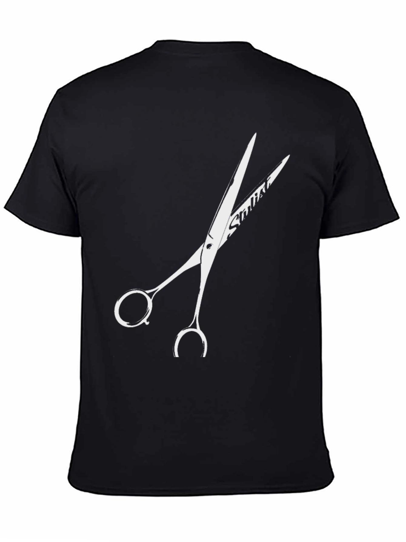 Black Stylist Scissors Graphic Tee - Cool Barber Shirt view 4