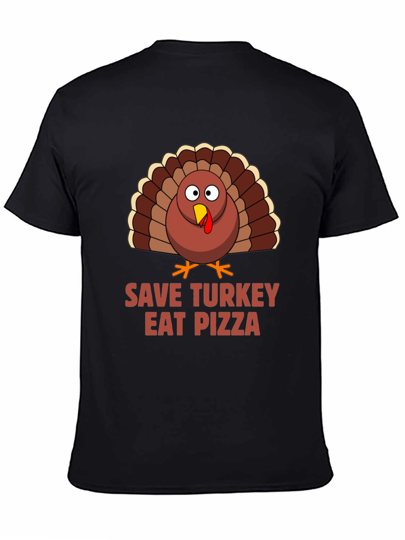 Black Save Turkey Eat Pizza T-Shirt view 4