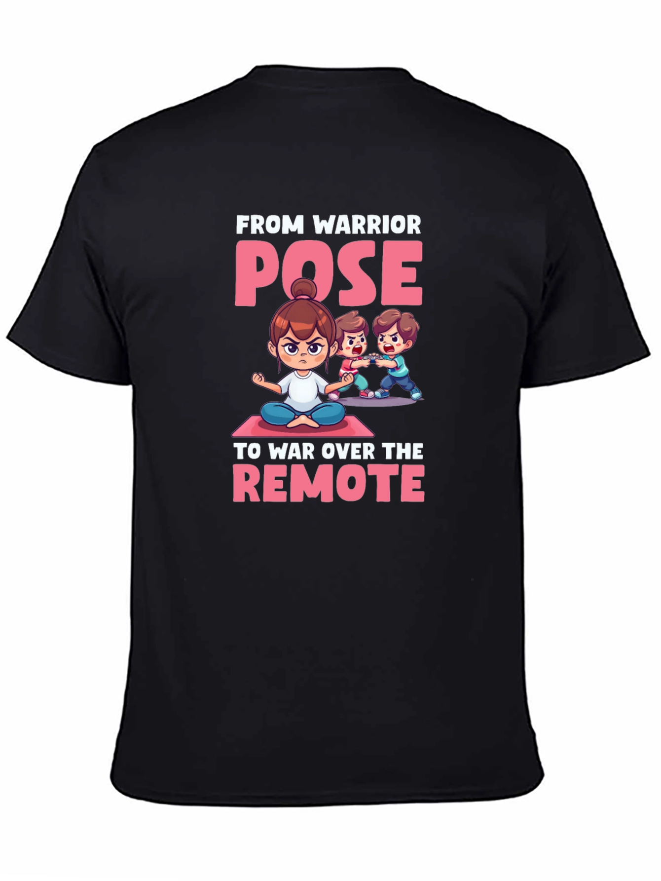 Black Warrior Pose Remote War T-Shirt view 4