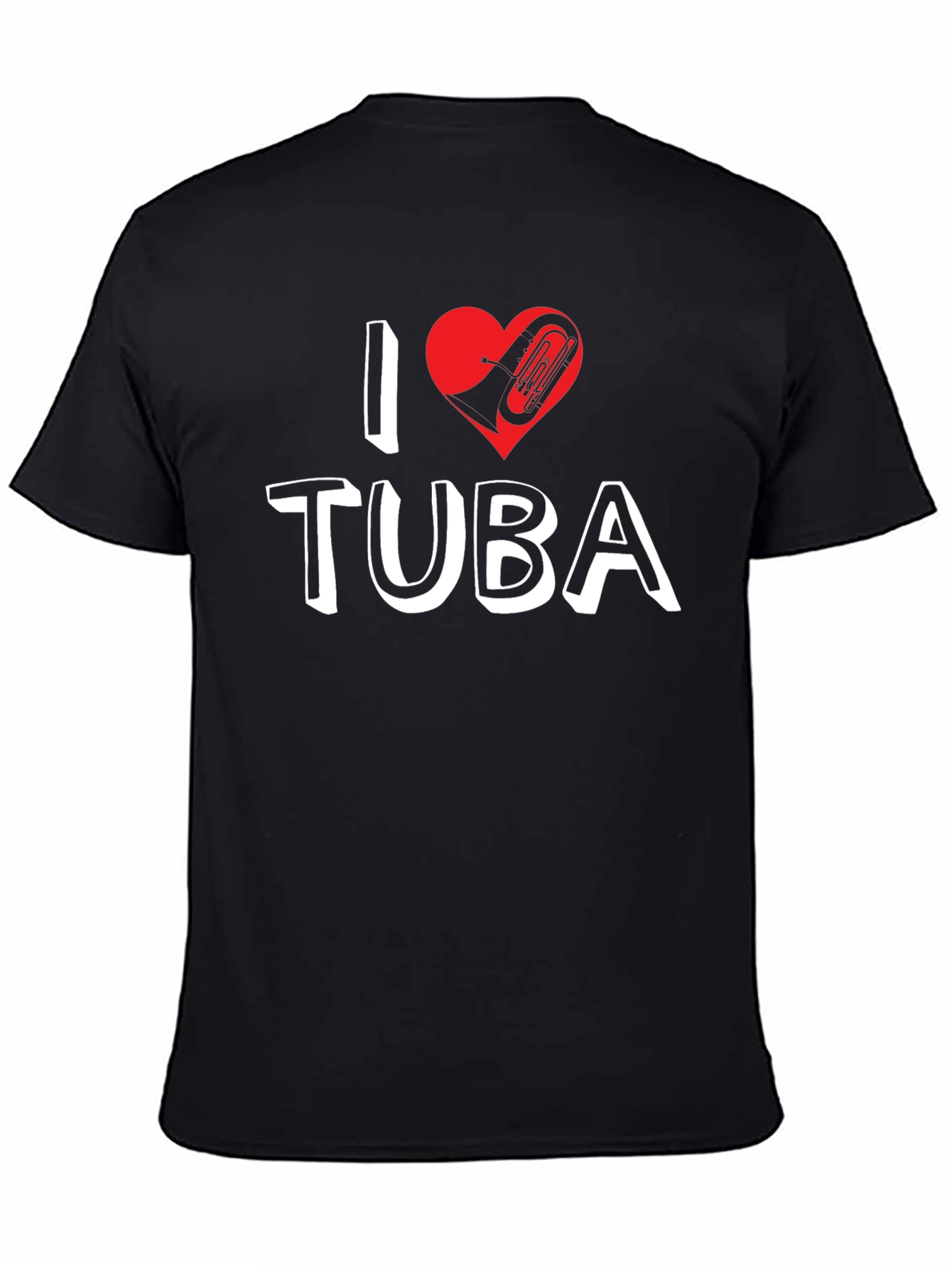 Black I Love Tuba Graphic Tee - Music Lover Shirt view 4