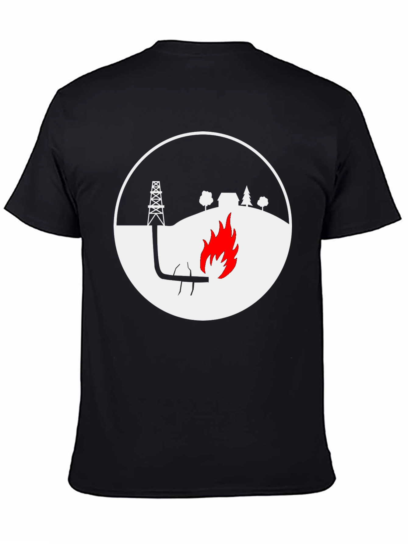 Black Oil Rig Graphic T-Shirt - Black Crew Neck Tee view 4