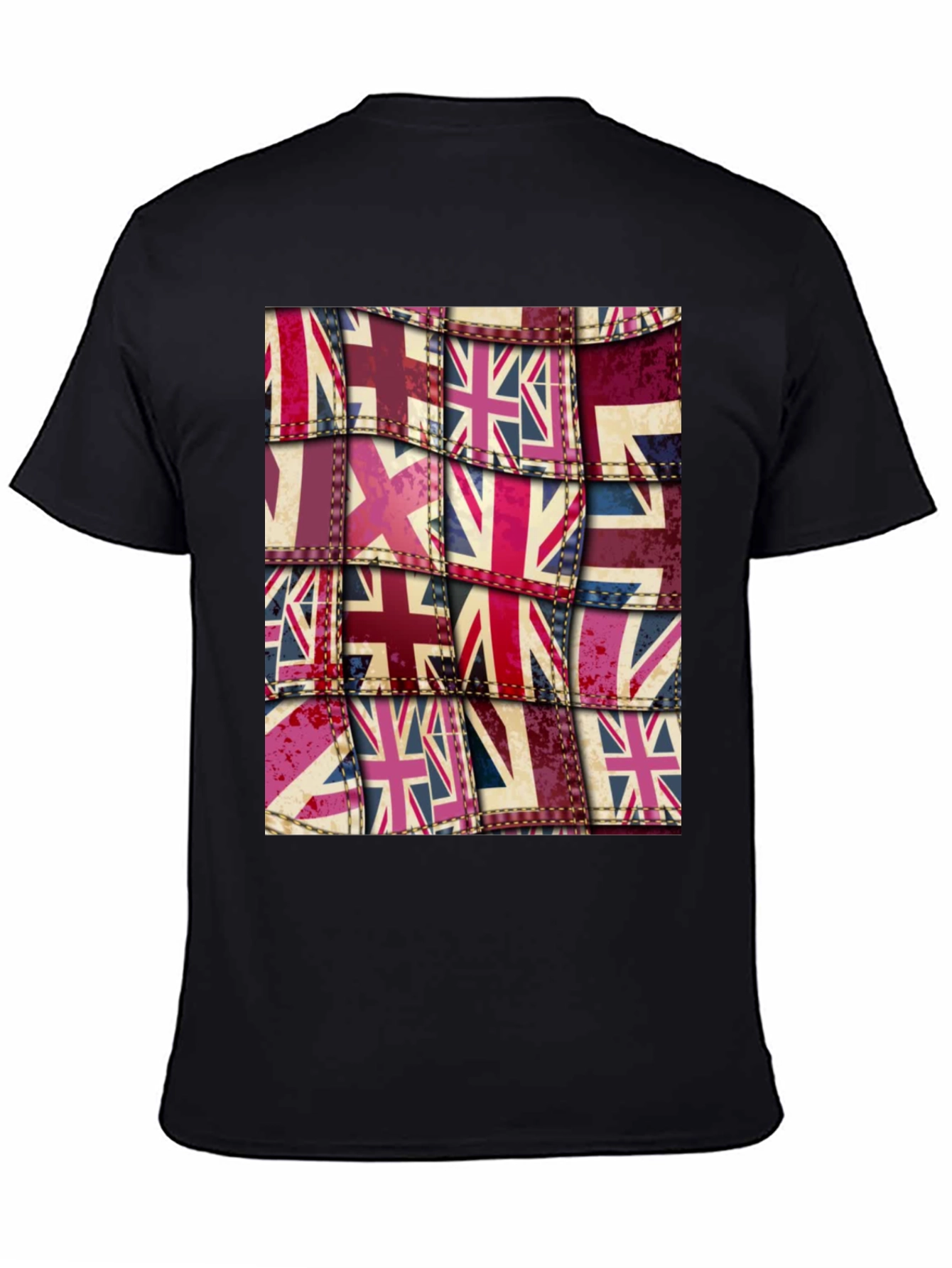 Black Union Jack Flag Patchwork Graphic Tee view 4
